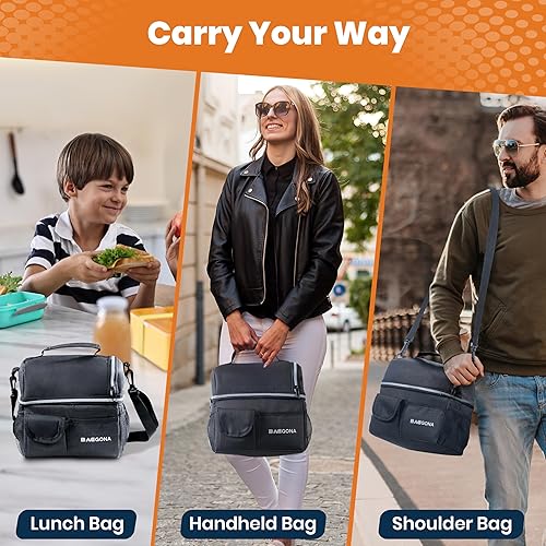 Miniatura 7 de Lonchera térmica para hombres y mujeres, a prueba de fugas, suave, con compartimentos, capacidad de 8.5 litros, duradera e impermeable para el