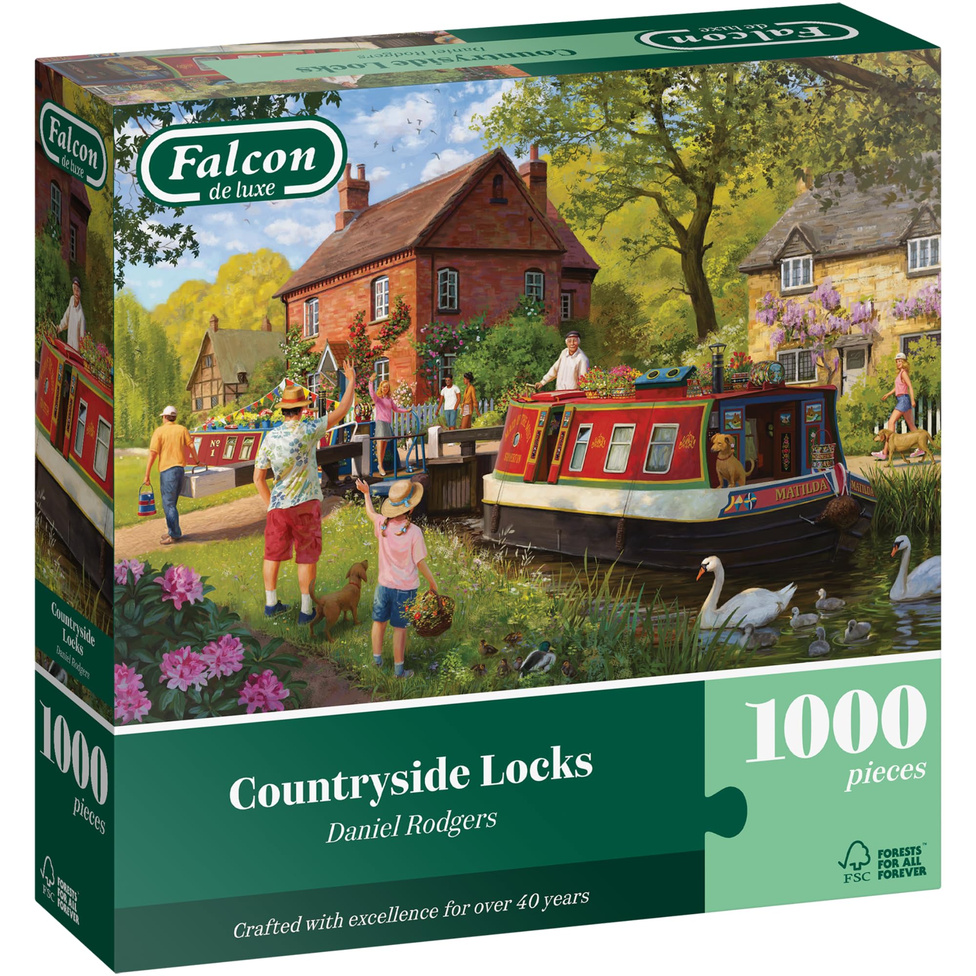 Falcon - Countryside Locks 1000 Piece Jigsaw Puzzle - Daniel Rodgers Illustration - Tranquil Summer Scene - Premium Recycled Board - Poster-Like Finish - Eco-Friendly Packaging