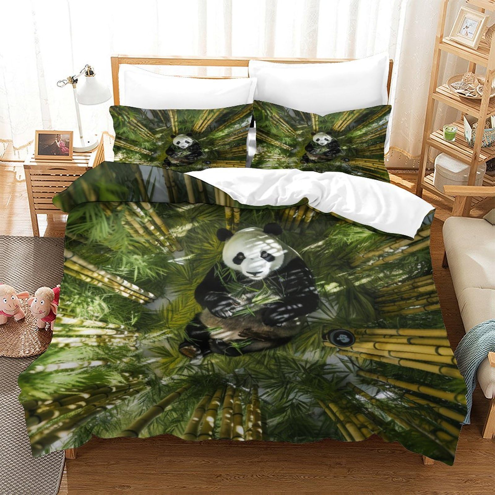 Housse de couette panda idée cadeau parure de lit 3 pièces microfibre douce lit simple 140x200