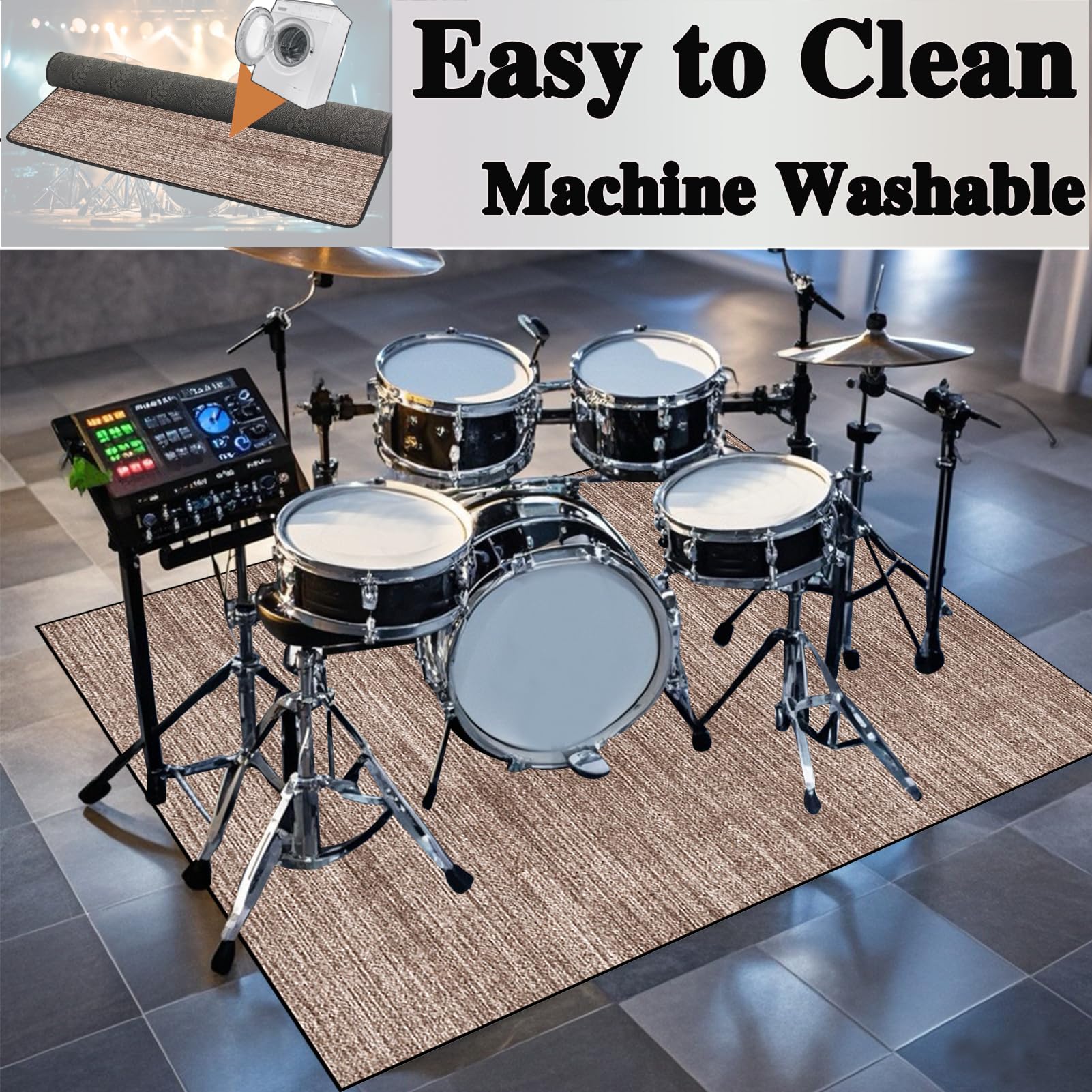 140 x 120 cm Schlagzeugteppich Schalldicht Drum Teppich rutschfest Trommelteppich Musikinstrumente Bodenmatte Professionelle Schlagzeug Teppich Elektronisches Jazz Schlagzeug Kit für Bass Snare Drum