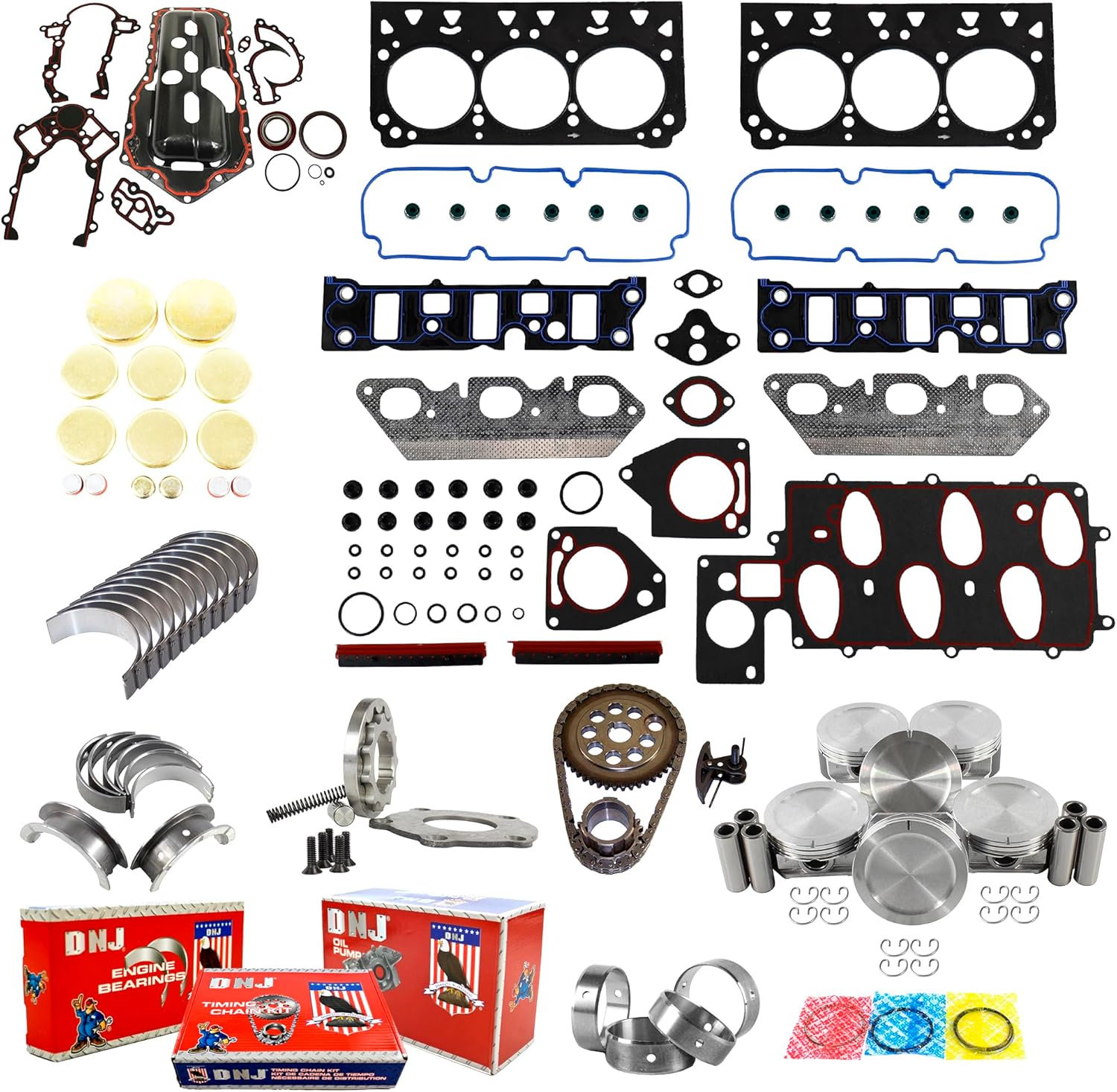 DNJ EK3186M Master Engine Rebuild Kit for 1997-2002 Chevrolet Pontiac Camaro Firebird 3.8L V6 12V OHV 3800cc