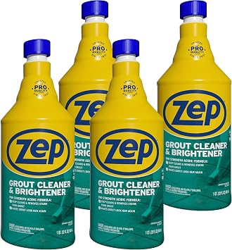 Zep Industrial Grout Cleaner and Brightener - 32 oz Pack of 4 ZU104632 - Deep Cleaning Pro Formula