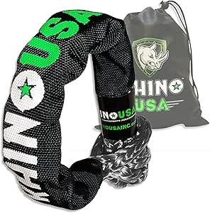 Rhino USA Synthetic Shackle Rope Tow Rope (2 Pack) - 1 Cm X 55 Cm Shackle Rope - 14.200 Kg (MIN) Minimum Breaking Resistance - Offroad Recovery Strap For Trucks Agriculture Forestry