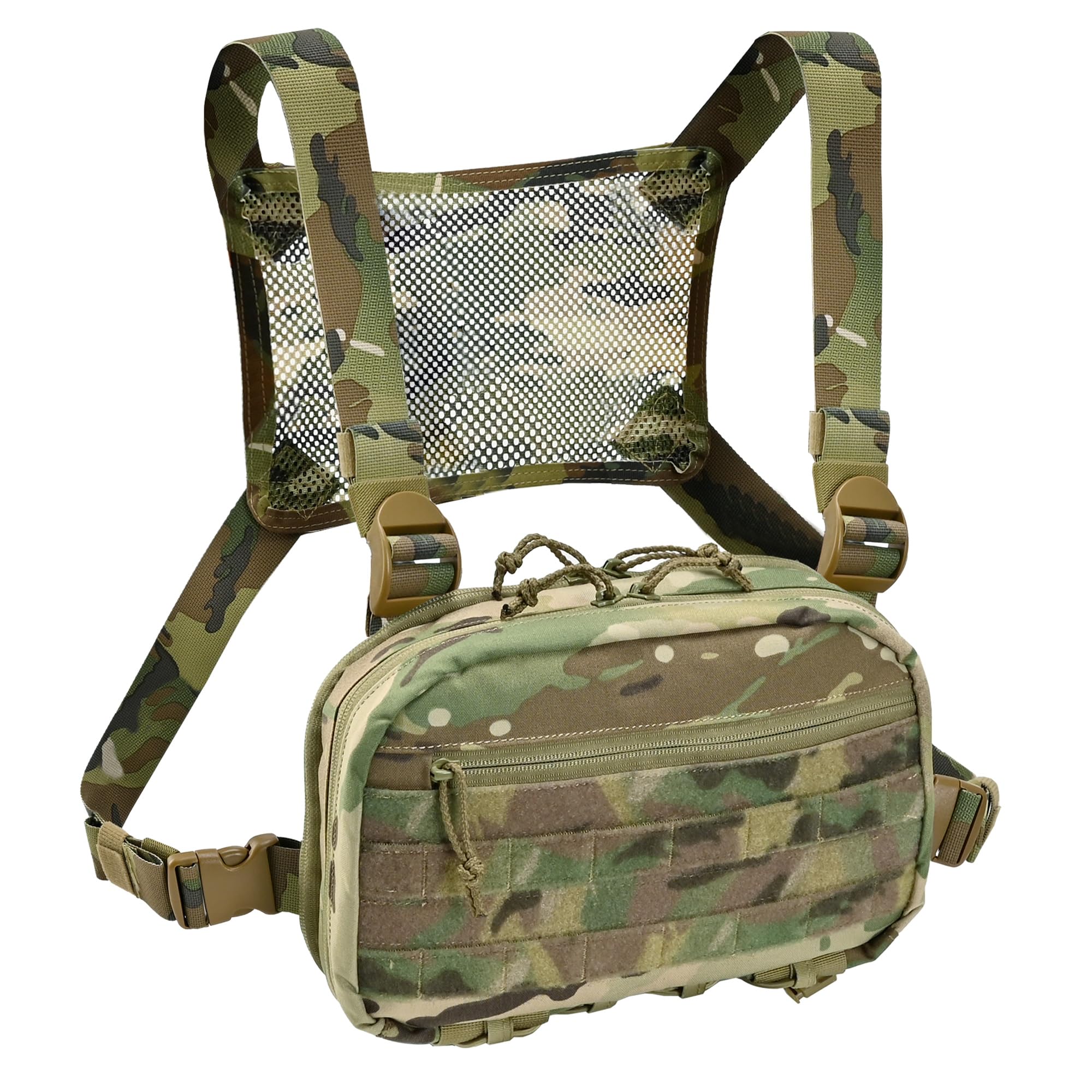 tactifans Chest Rig with Concealed Pistol Holster, Chest Bag for Men,Molle EDC Tactical Vest Chest Pack for Running Outdoor