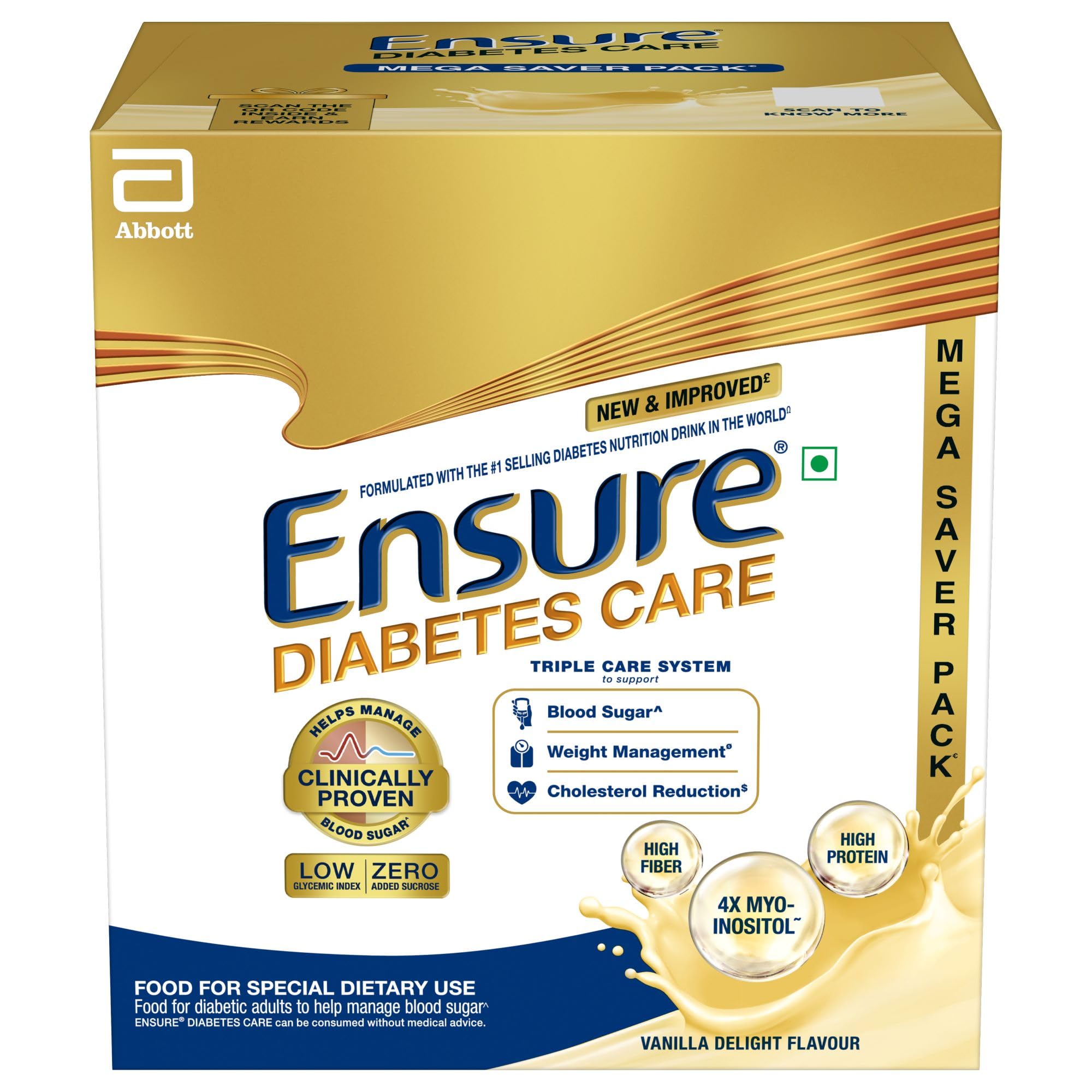 Ensure Diabetes Care Vanilla 1.9kg.Powder with High Fiber, Protein & 36 Nutrients | Helps Manage Blood Sugar Levels in 4 weeks