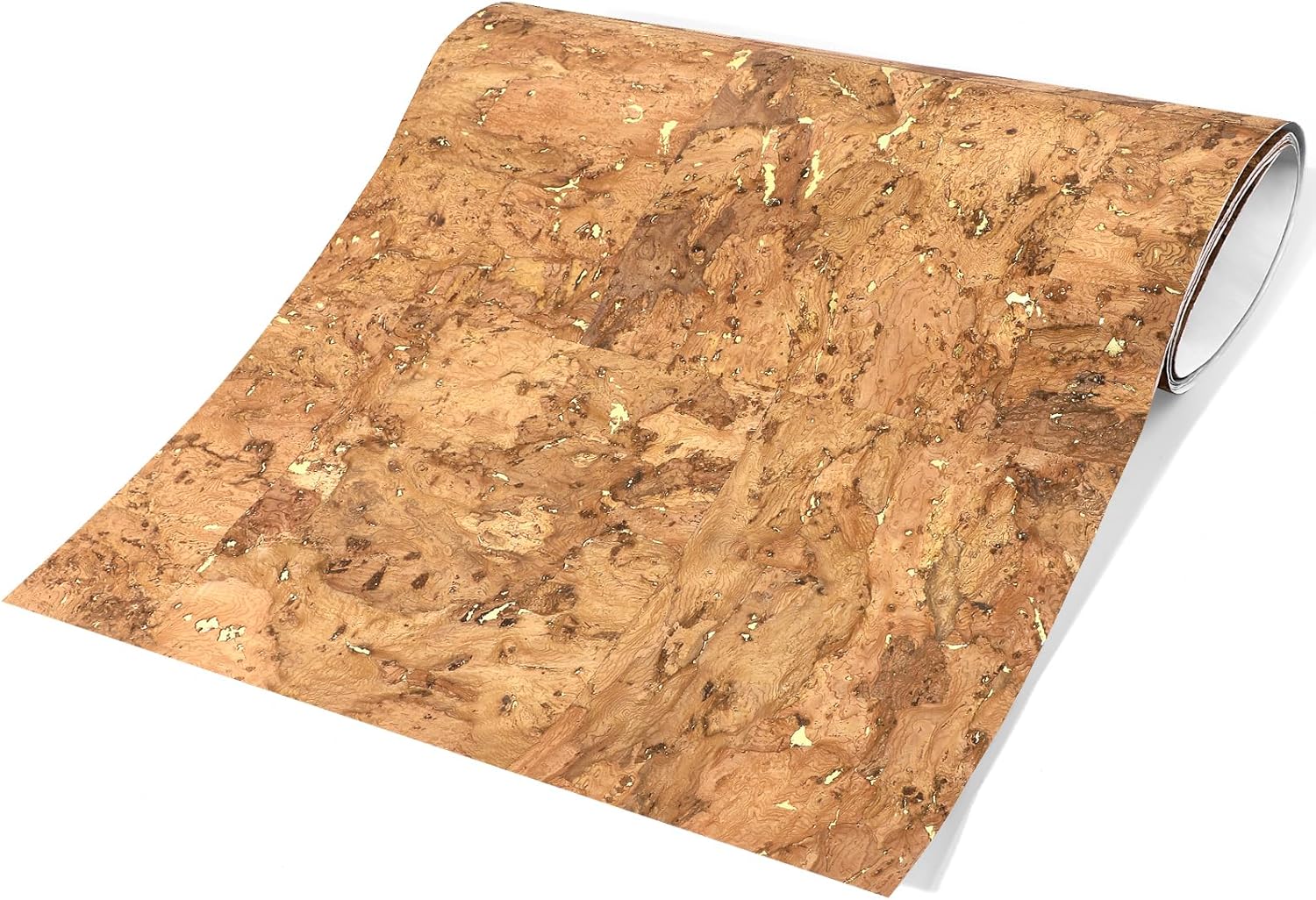 Peel and Stick Wallpaper, Self-Adhesive Cork Contact Paper Inlaid with Golden Foil, Removable Textured 3D, 16.5"x118.1" (Elim Forest)