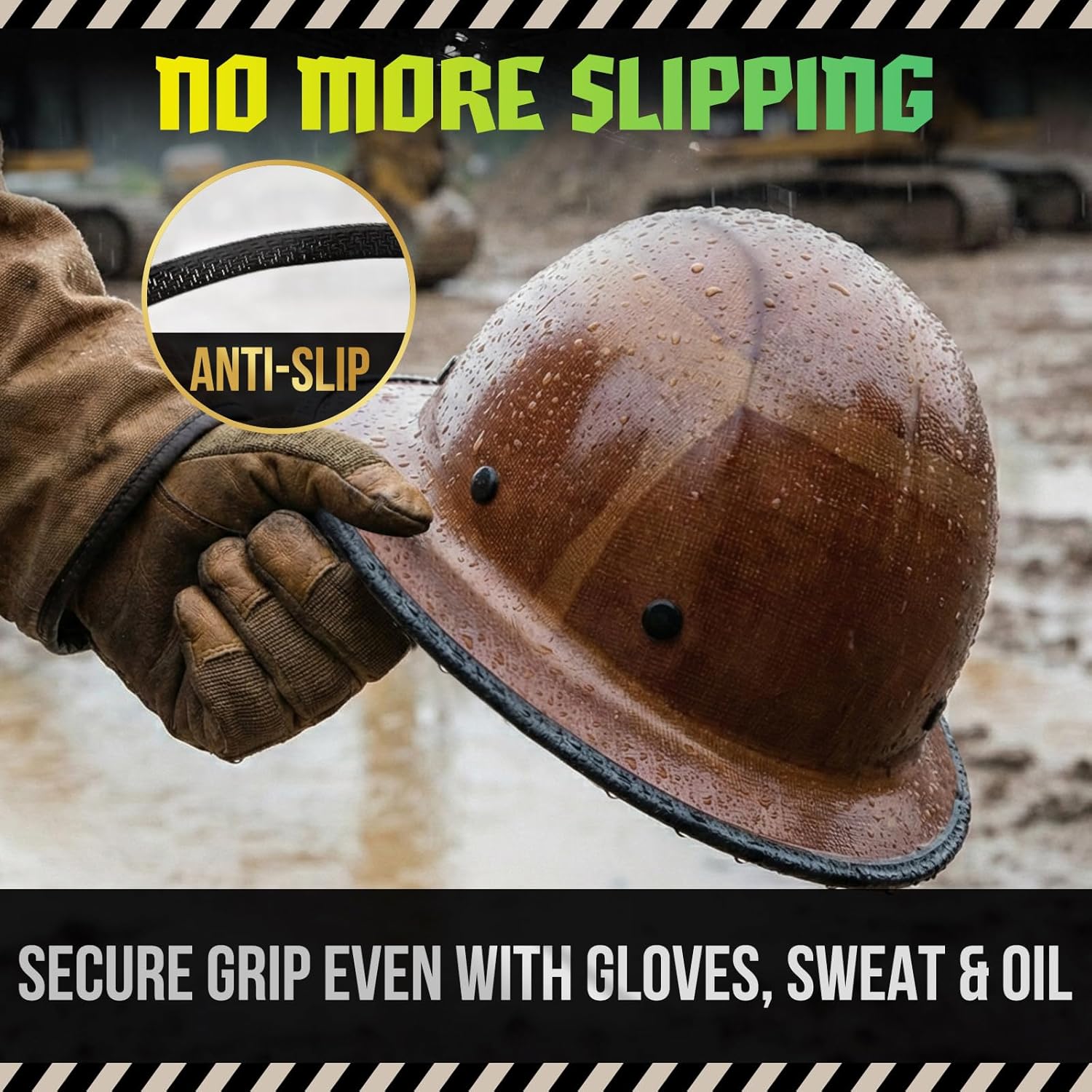 Aolamegs Hard Hat Brim Guard - Impact-Resistant Edge Protector with Steel Core, Full Brim Hard Hat Accessories, Clip-On for Carbon Fiber/Fiberglass Construction Helmets, 36.6in Anti-Skid Strip Black