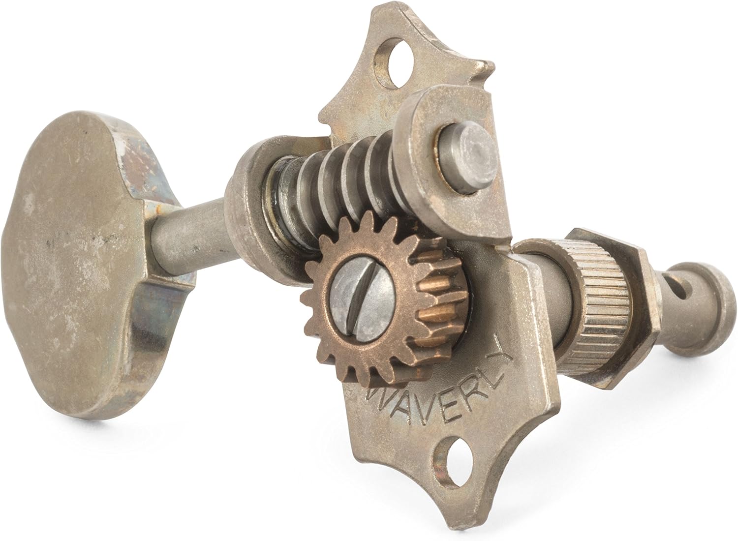 Waverly Guitar Tuners with Butterbean Knobs, for Solid Pegheads, Relic nickel, 3L/3R