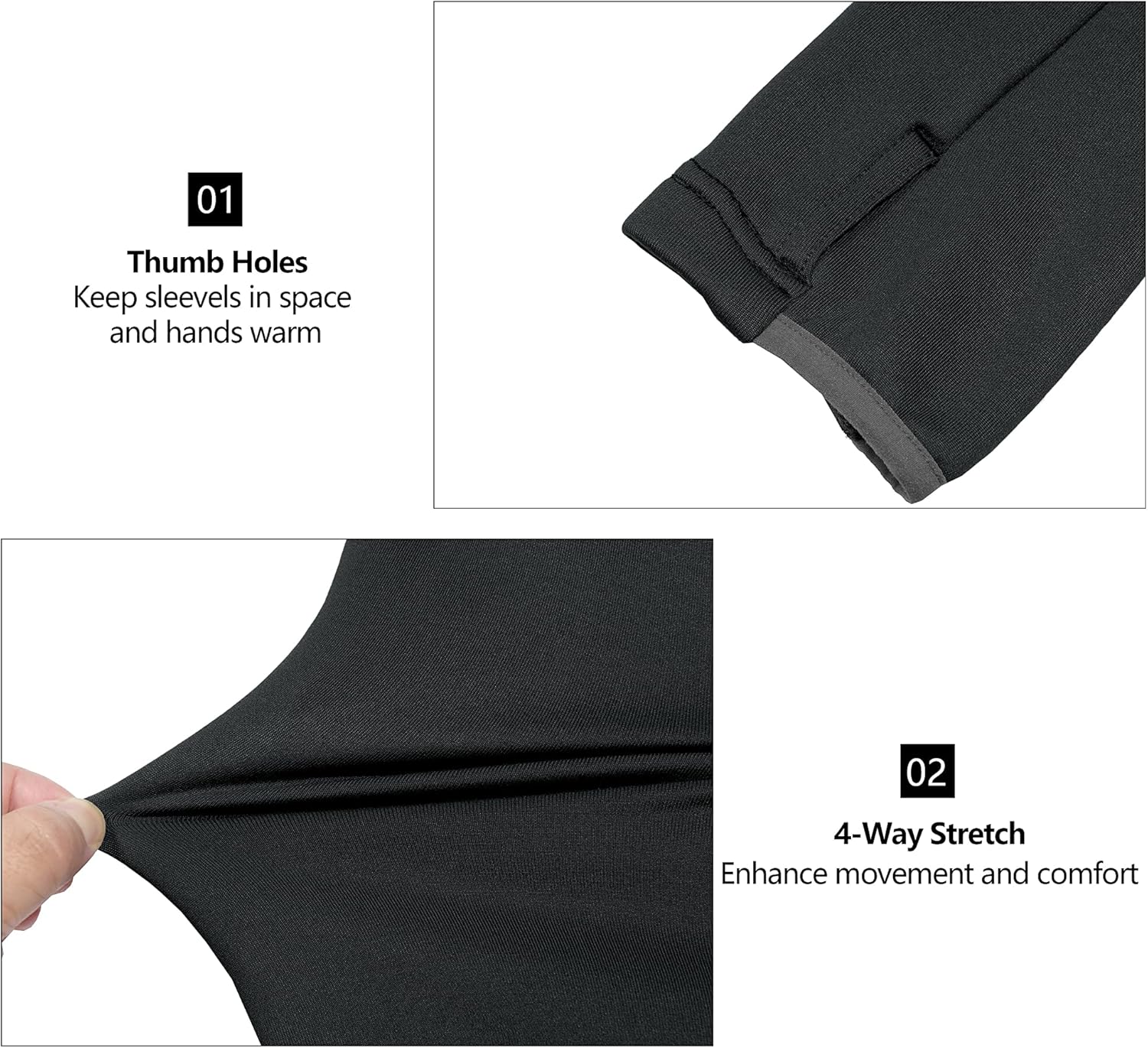 Little Donkey Andy Men's Winter Ultra Stretch Warm Fleece Running Jacket Thumb Holes Hooded Coat Hiking