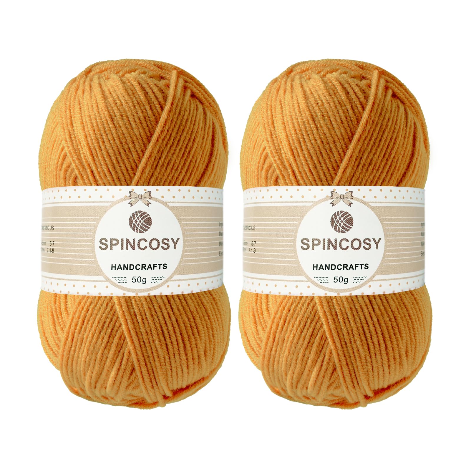2 Pcs Crochet Yarn, Feels Soft 280 Yards Assorted Colors 4ply Acrylic Yarn,Yarn for Crochet & Hand Knitting (Amber)