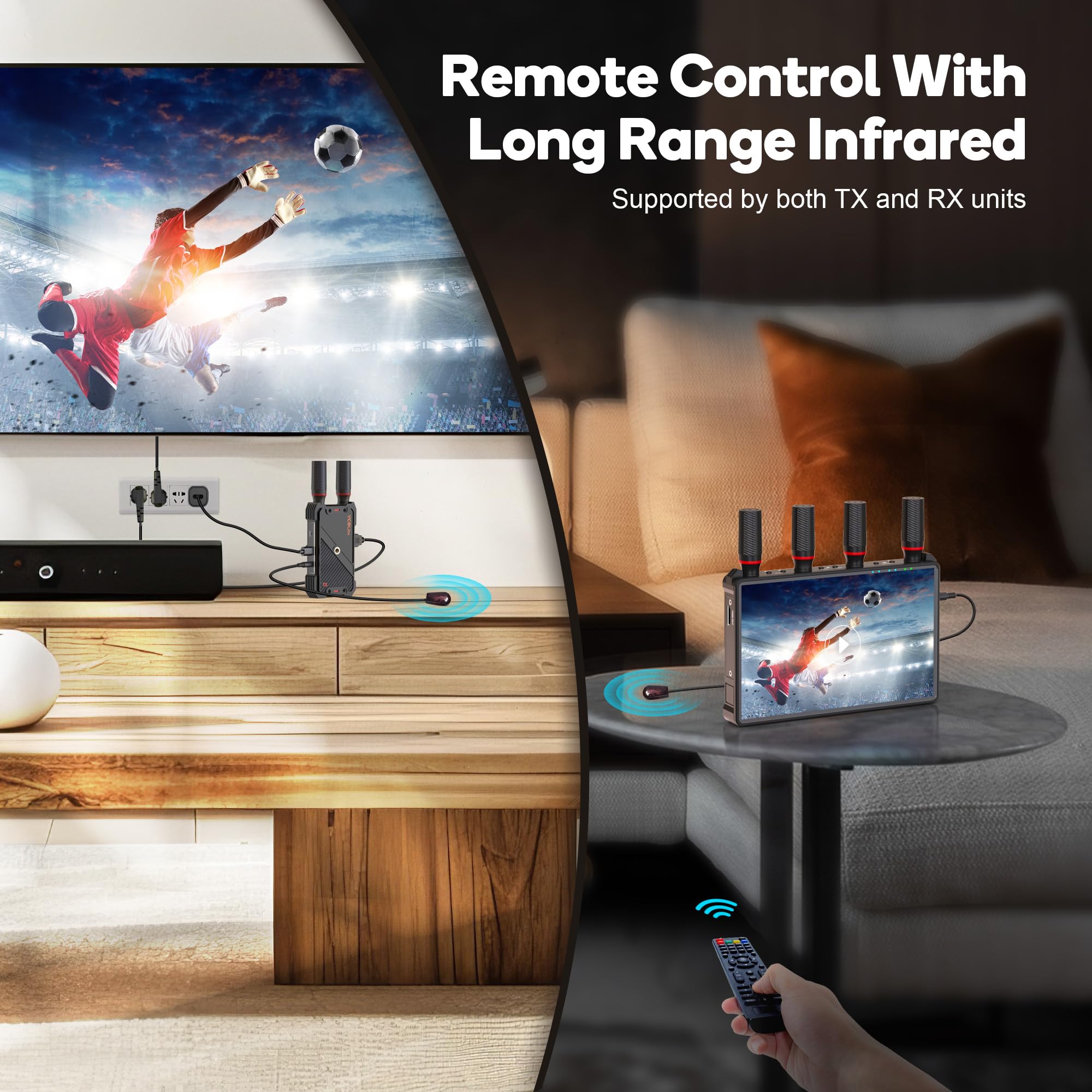 Émetteur et récepteur vidéo sans fil pour moniteur de caméra, moniteur portable de 7", mini écran HDMI 2,4 G/5G, entrée HDMI 4K/sortie 1080p, streaming vidéo à partir d'une petite TV Box/PC, petit