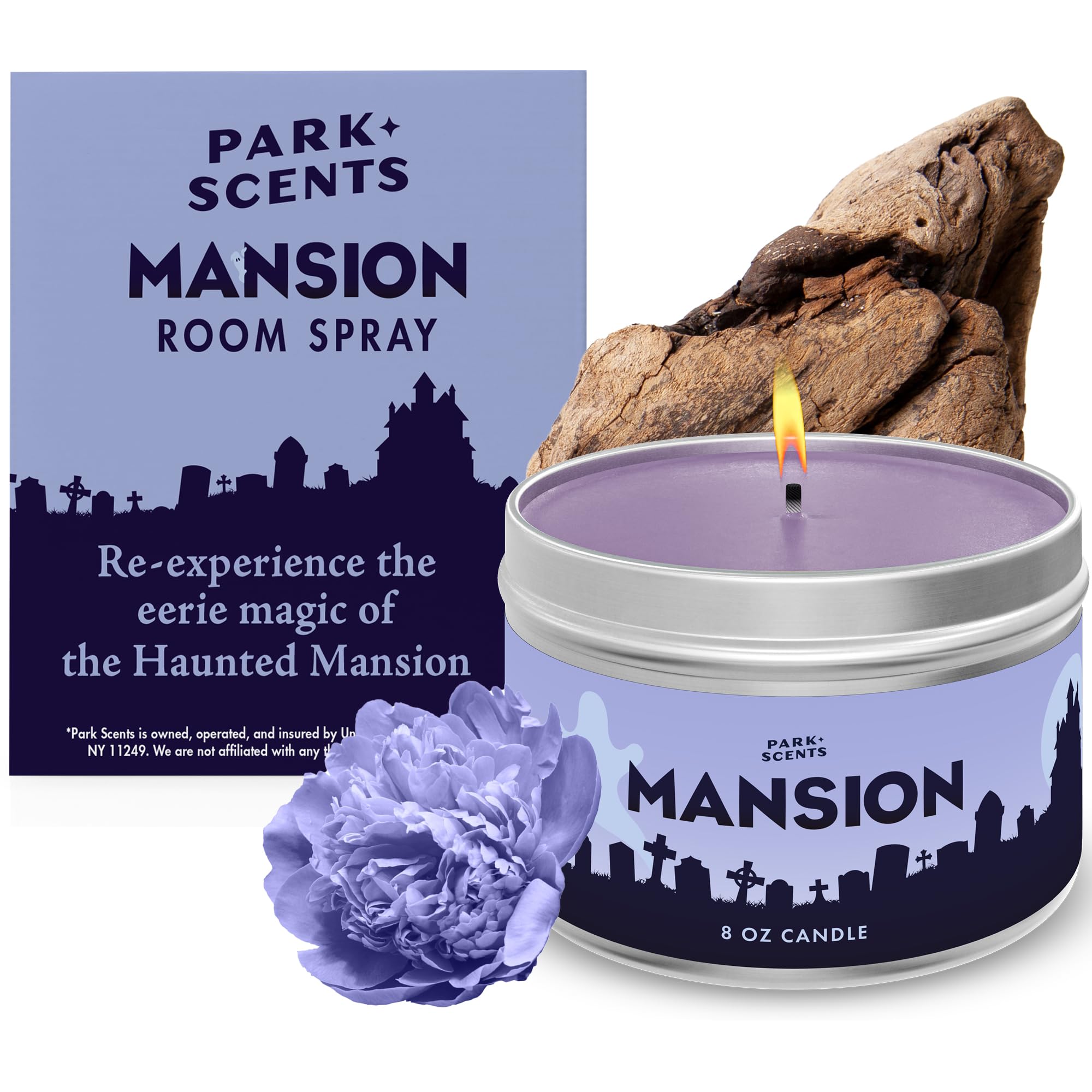 Park Scents Mansion Candle β Theme Park Scented Candles for Home with Peony, Violet, Plum, Leather, Aged Wood, Amber, Musk, Vanilla β Vegan Soy Wax, Made in USA, Friend Birthday Gifts for Women