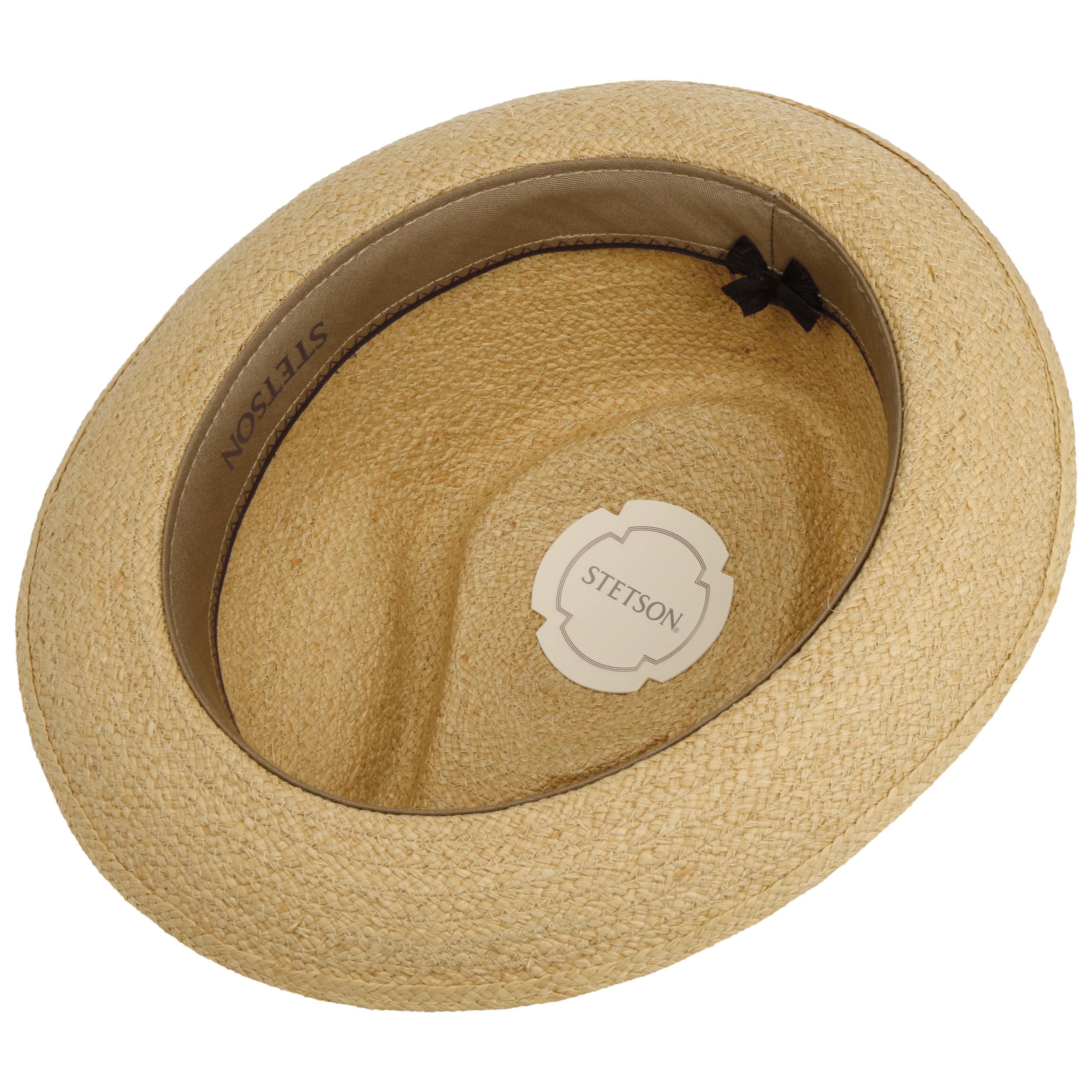 Stetson Yescott Player Raffiahut Naturfarbener Pork Pie Retro UV-Schutz 40 Garniturband