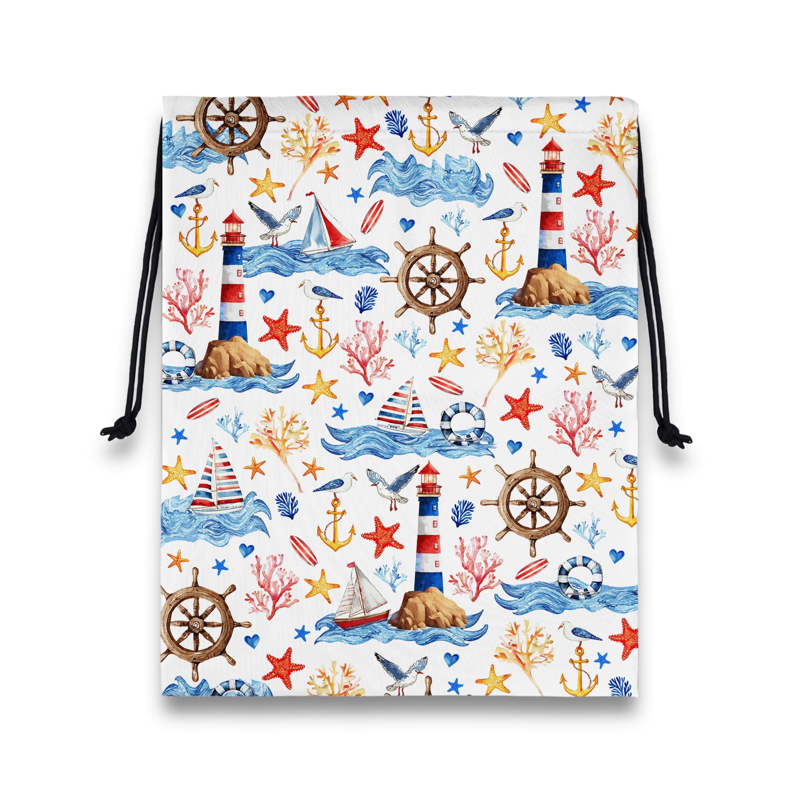 Gymnastics Grip Bag Seaside Sailing Small Drawstring Gym Storage Pouch for Gym Outdoor