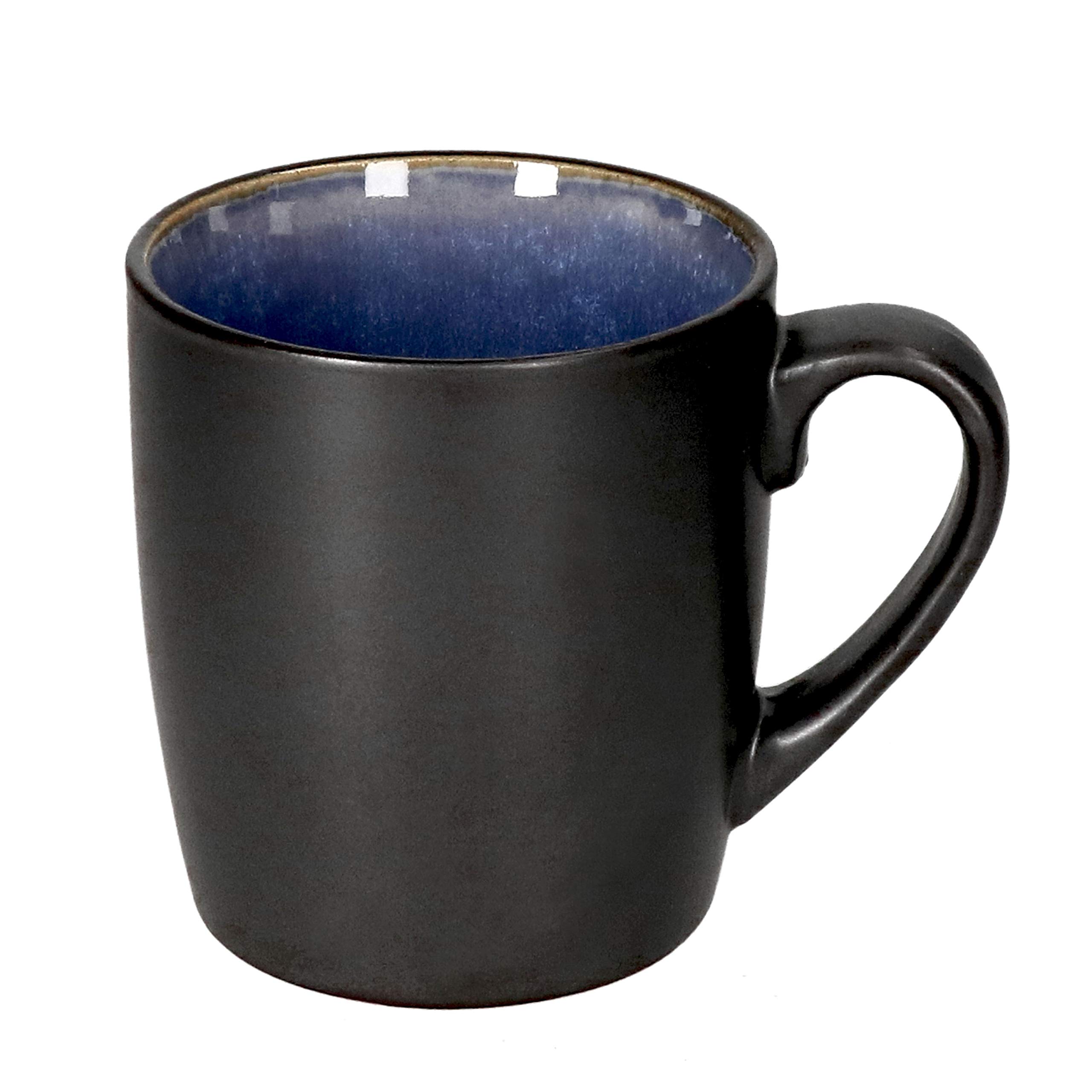 MamboCat Set di 6 tazze da cappuccino blu con piattini, 200 ml, tazze grandi + piattino in gres porcellanato per 6 persone con diverse tonalità di blu e decorazioni strudel