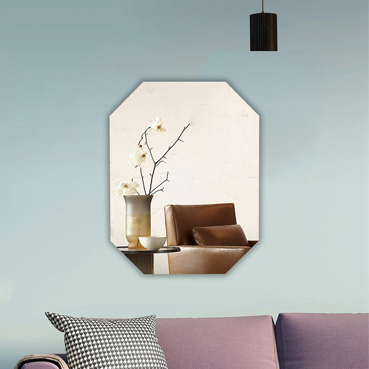 CHLOE's Reflection Verical/Horizontal Hanging Rectangular-Octagon Frameless Wall Mirror 32" Height