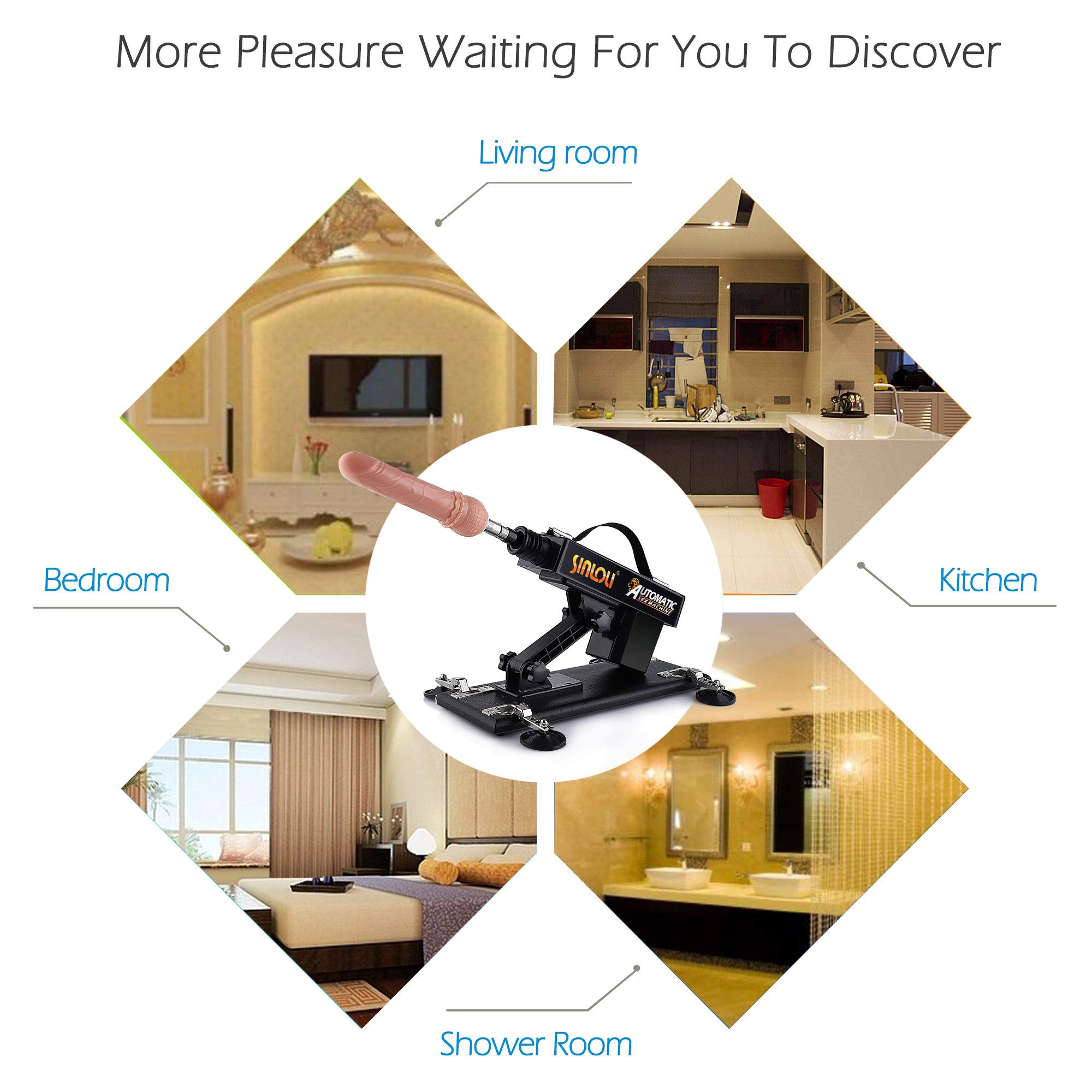 Sinloli Sex Machine Love Machine avec connecteur 3XLR, Dildo Machine avec 2 rallonges et gode réaliste pour hommes ou femmes