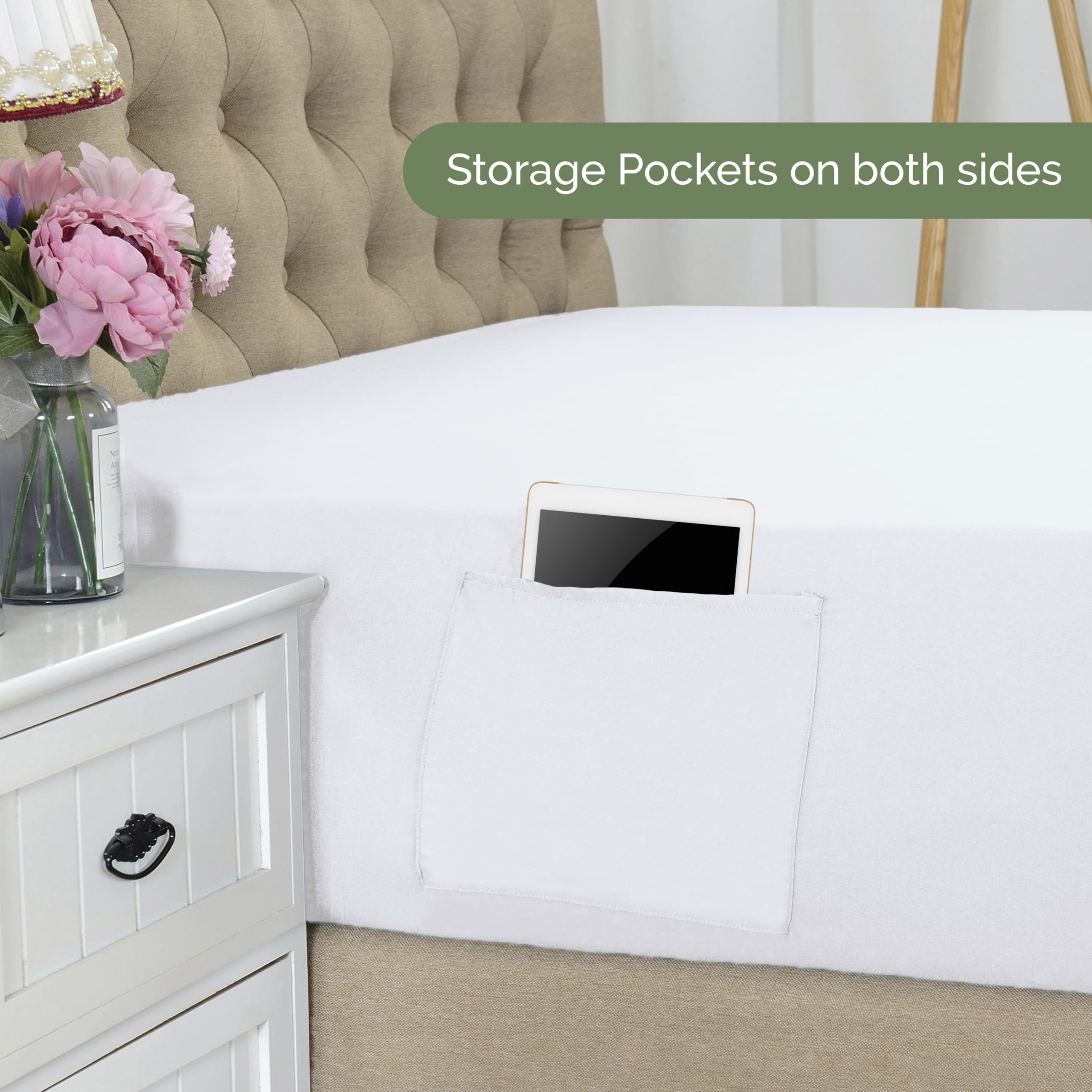 Elegant Comfort 1500 Spannbettlaken für Einzelbett, 45,7-53,3 cm tief, extra tief, luxuriös und weichste, intelligente Tasche, knitterfrei, Queen-Size-Bett, Weiß