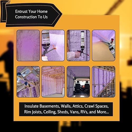 Miniatura 5 de Vega Bond Purplecoat - Espuma de aislamiento de celda cerrada de un solo componente premium, autoexpandible, 29 onzas, aerosol acústico, cobertura