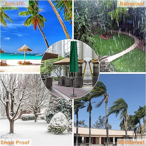 Miniatura 7 de Dafire Funda para sombrilla de patio de 7 a 9 pies, fundas de sombrilla de 5.6 ft (verde 420D), tela Oxford impermeable con cremallera, fundas de