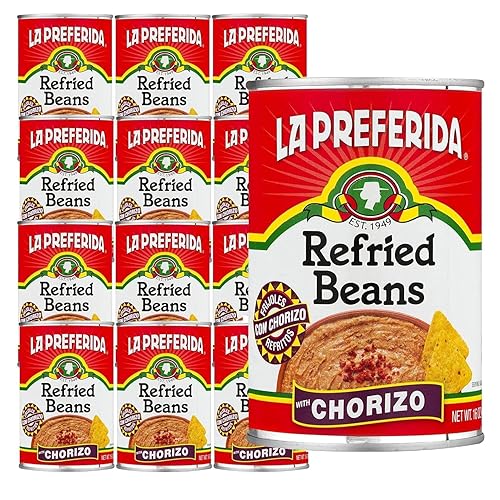 La Preferida frijoles refritos, corizo, 16 oz (paquete - 12)
