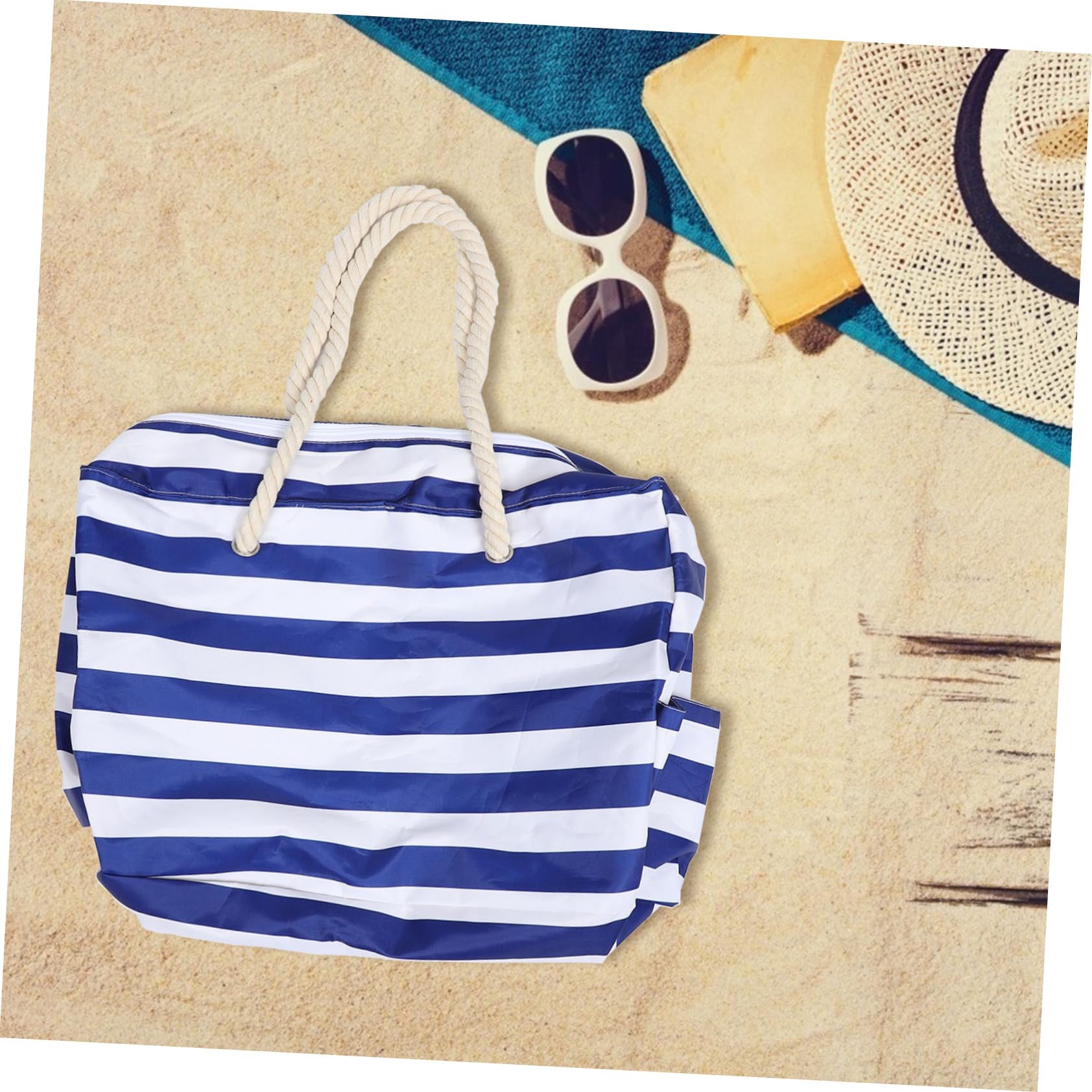 ibasenice Sac de Plage Imperméable Grand Sac Toile Pochette pour Activités de Plein Air à Main Extérieur avec Porte-clés Intégré et Poches Extérieures