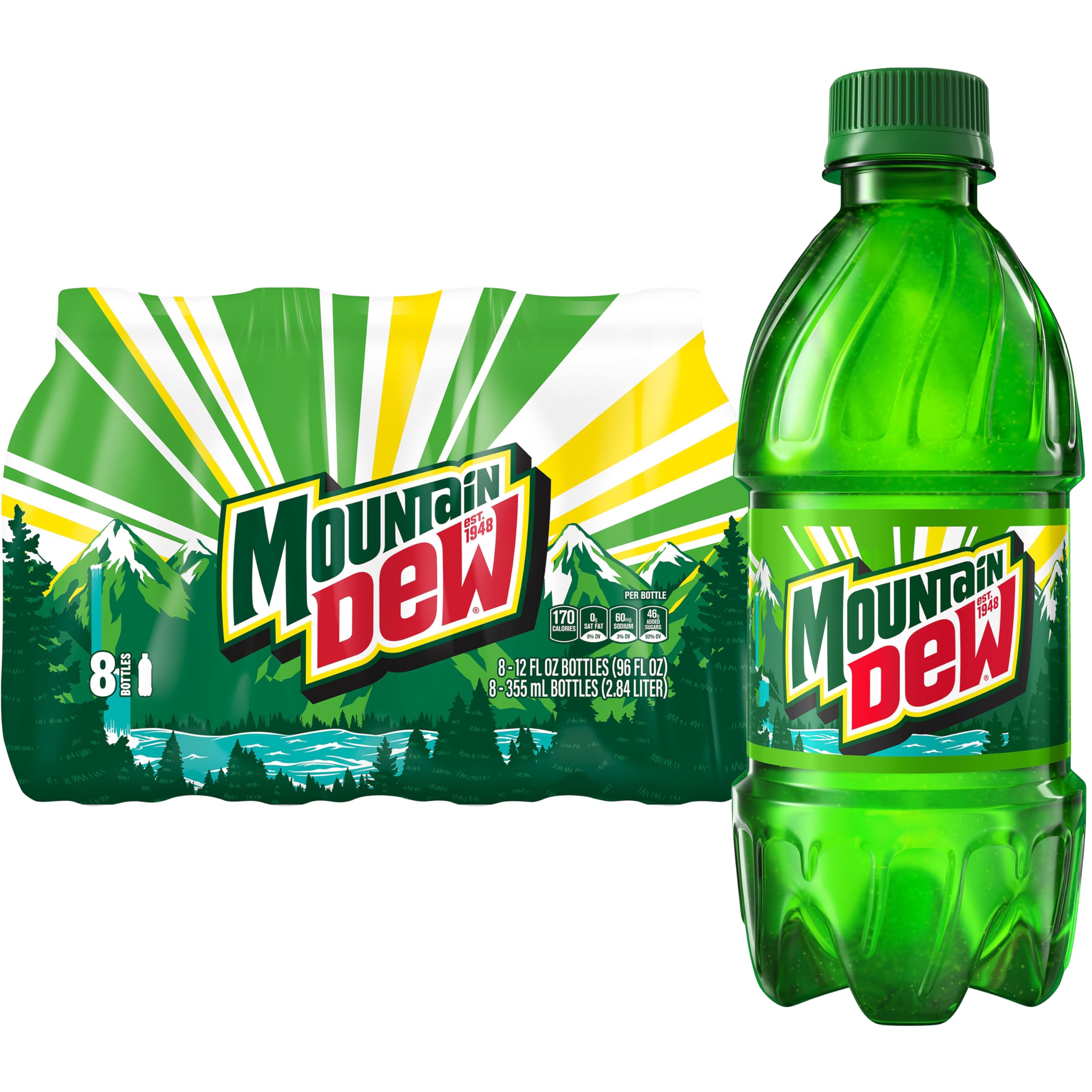 Mountain Dew, 12 Fl Oz Bottles, 8 Pack