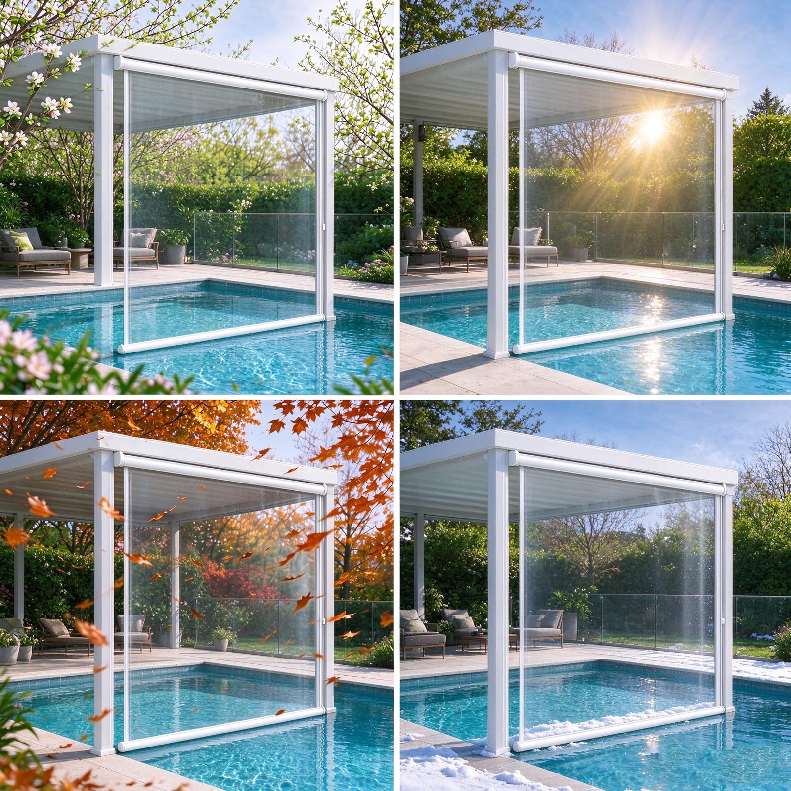 Estor Enrollable Impermeables de Plastico PVC,para Exteriores Protección UV (W105xH130cm)