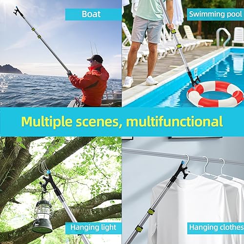 Miniatura 6 de Gancho telescópico de aluminio para barco de 3.4 a 8 pies para acoplamiento, punta de goma antideslizante, poste flotante ligero y resistente de 3