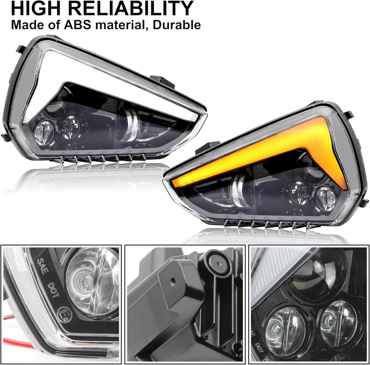 SAUTVS LED Headlights for Can Am Ryker, LED Head Lights Front Lamps with High-Low Beams DRL Turn Signal Light for Can-Am Ryker 600 900 Sport & Ryker Rally Edition All Models Accessories