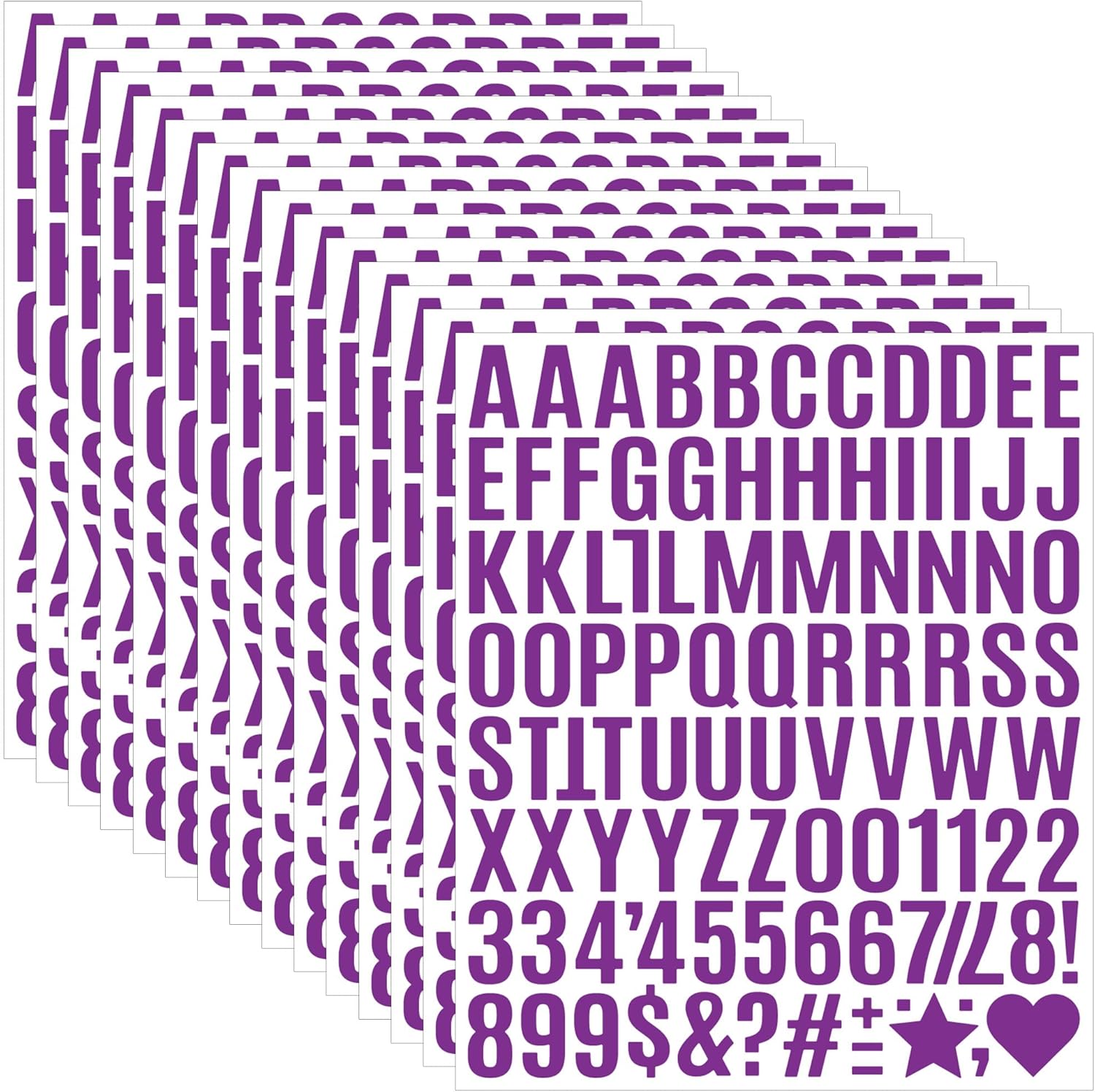 1470Pcs Letter Stickers Alphabet Stickers 15 Sheets Vinyl Small Mailbox Numbers 1 Inch Self Adhesive,Stick on Letters for Scrapbook Water Bottles Mailbox Cup Craft Sign Classroom Address Number Purple
