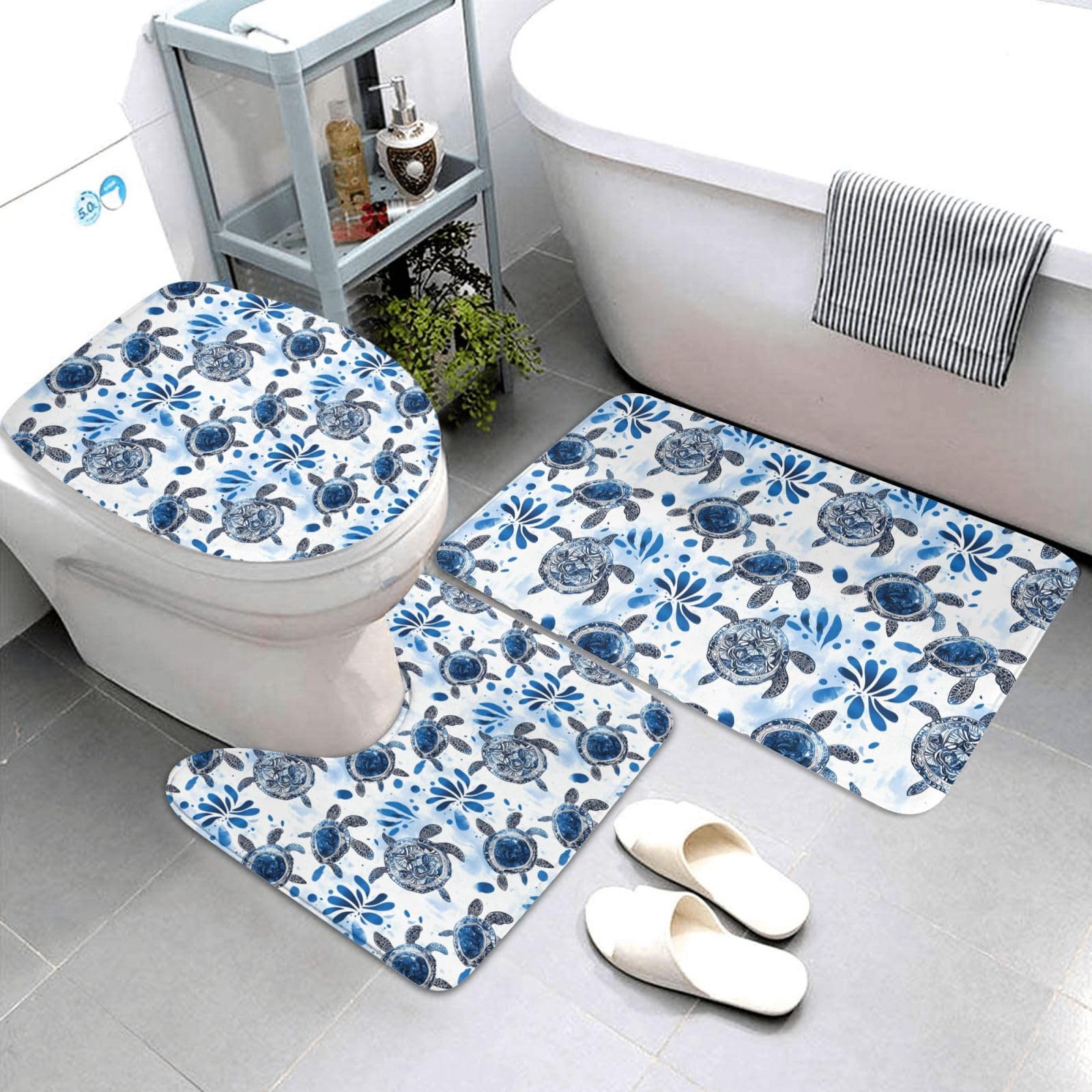 Tapis de bain absorbant et antidérapant lot de 3 tortue
