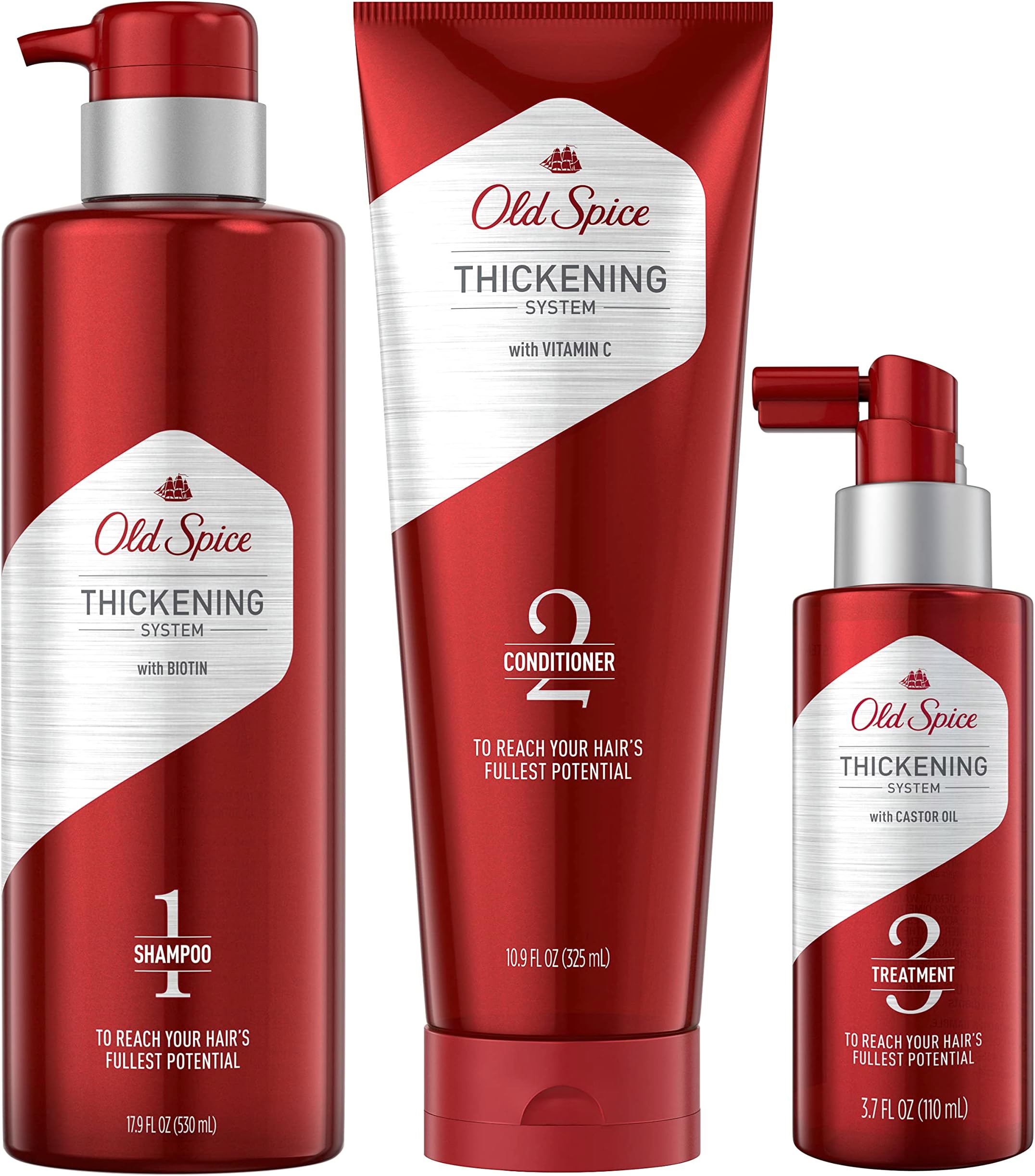 Old Spice Complete Hair Thickening System for Men - Shampoo, Conditioner, Thickening Treatment