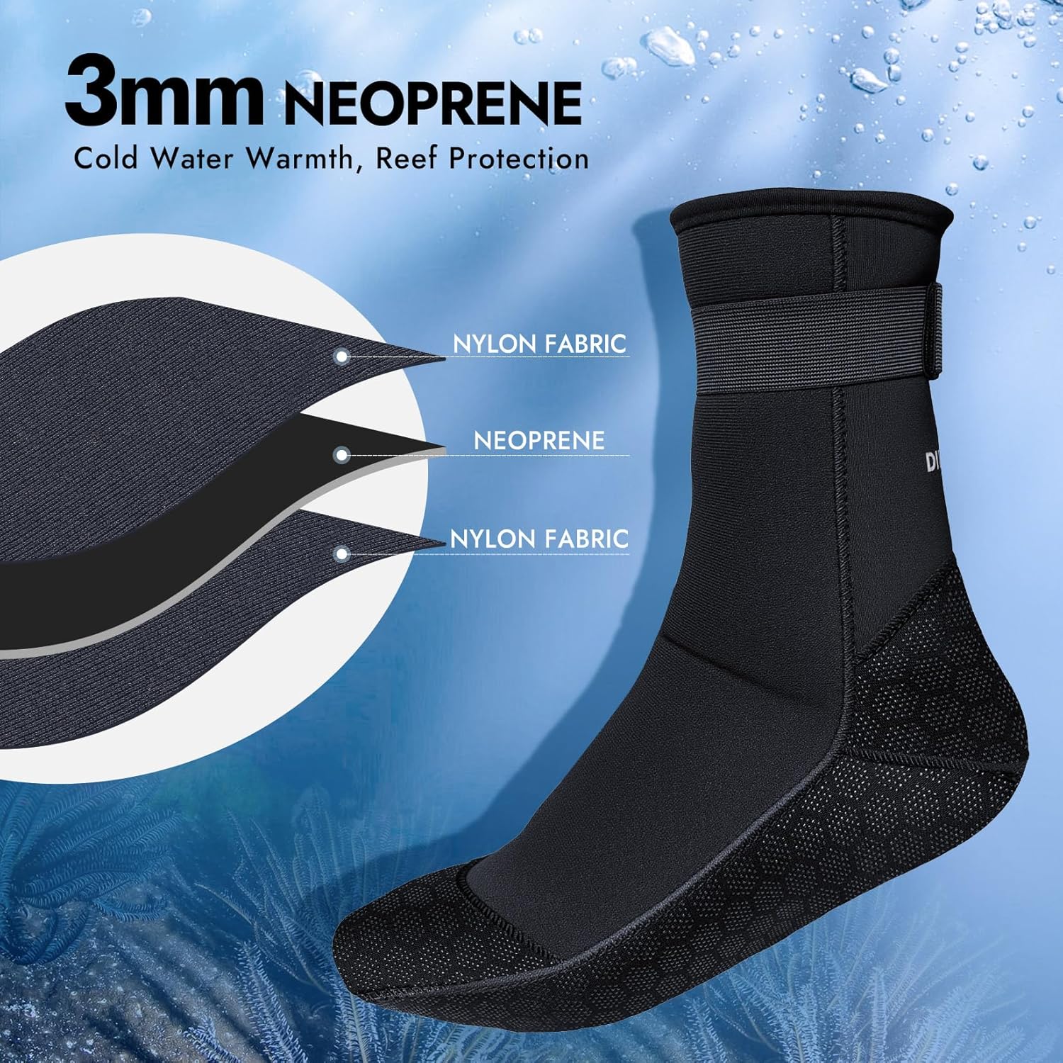 Wetsuit Socks, 3mm Neoprene Sand Proof Beach Booties, Thermal Anti-Slip Diving Socks for Scuba Surfing Kayaking - Image 4