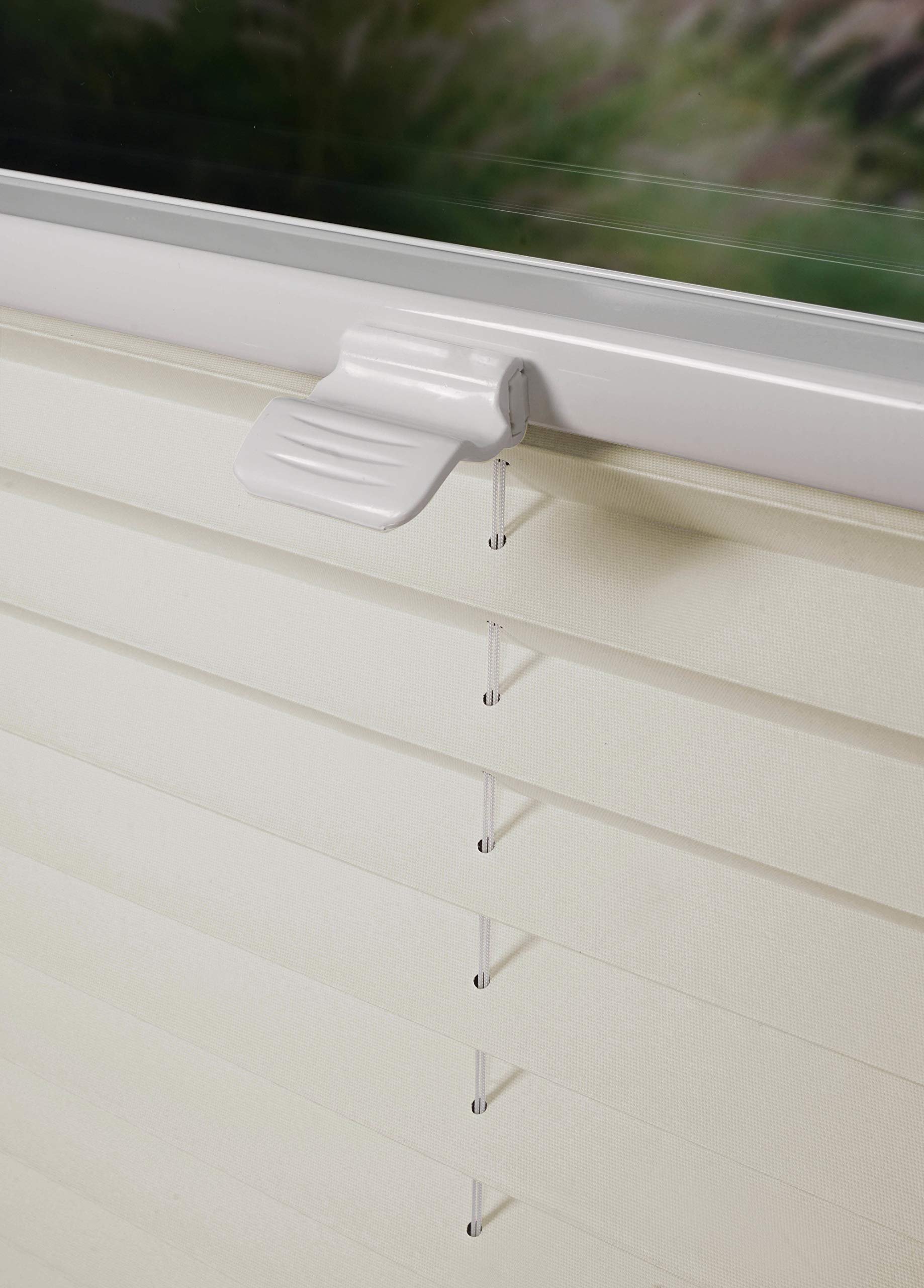 Plissee ohne Bohren Klemmfix Faltrollo Jalousie Plisseerollo Sichtschutz und Sonnenschutz Blickdicht lichtdurchlässig Rollo für Fenster & Tür Vanille 70x130 cm