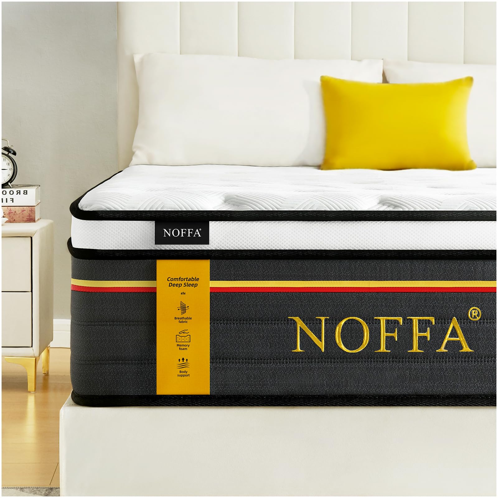NOFFA Orthopedic Euro Small Double Mattress | 12" EU Small Double-Size Hybrid Mattresses | 7 Zone Orthopedic Mattresses Include Memory Foam & Pocket Springs,Medium Firm,120x200x30cm
