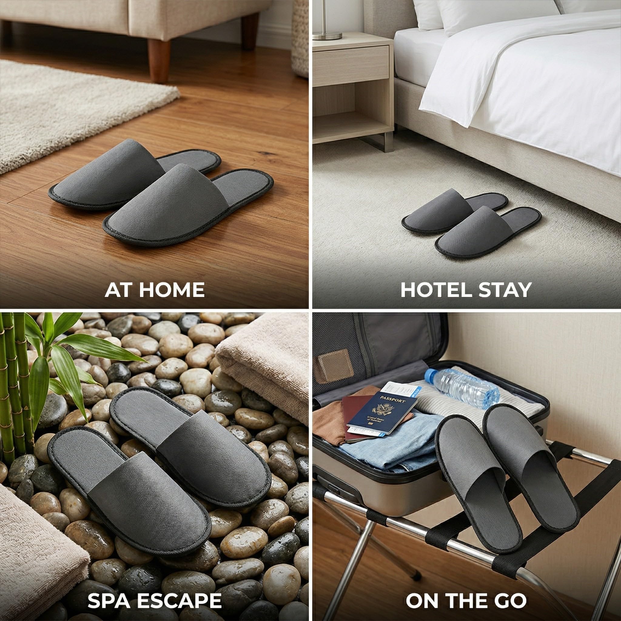 5 Paia Ciabatte Monouso,Ciabatte Ospiti lavabili,Tessuto non Tessuto da 5mm,Pantofole Portatili Unisex Antiscivolo per Hotel Spa Casa Viaggi(40-43 yard)