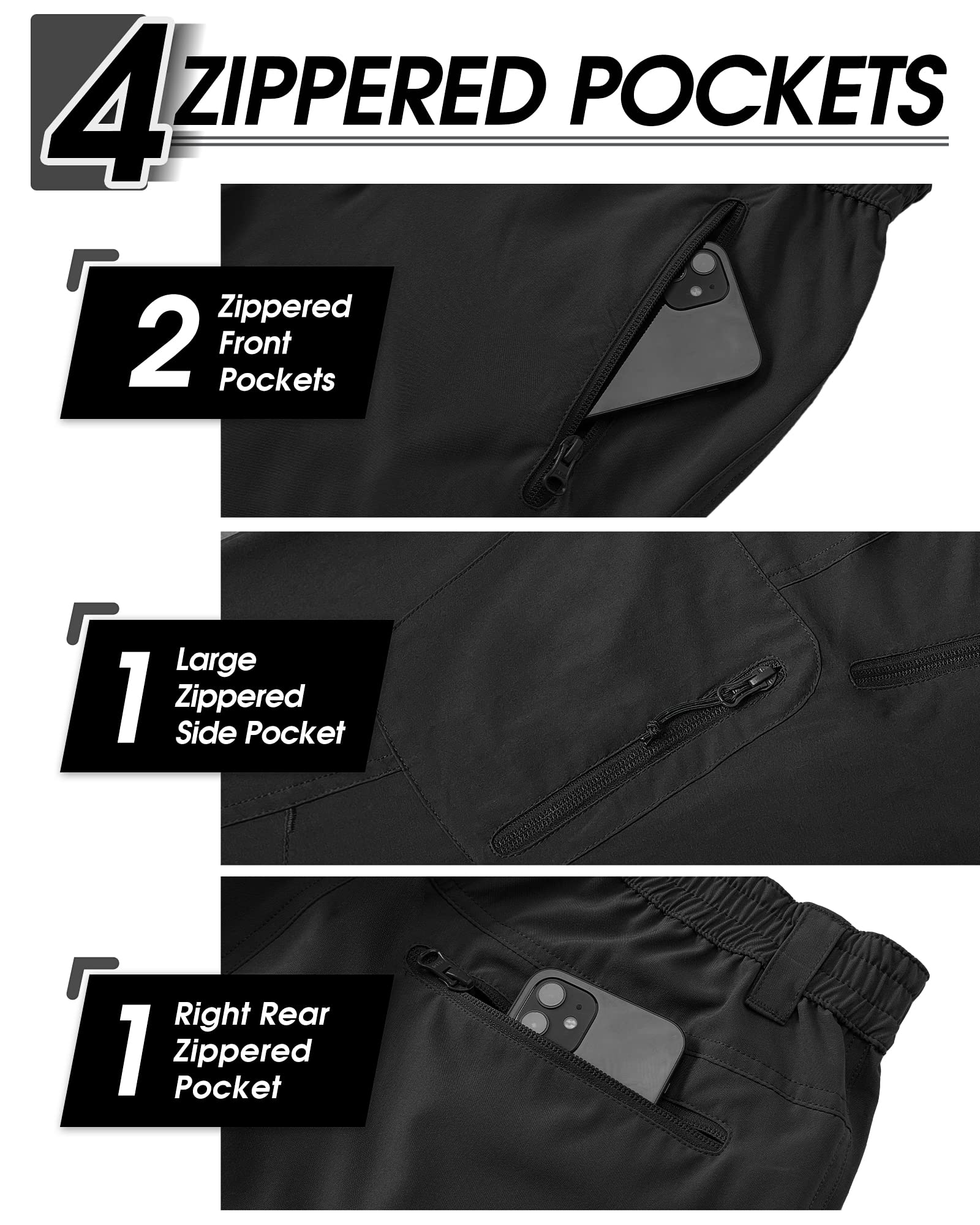 33,000ft Herren 3/4 Hose Cargo Shorts Kurze Wanderhose Stretch Leichte Radhose Sommer Capri Dreiviertel Hose Outdoor Shorts UPF 50+ mit Viele Taschen für Wandern Laufen Radfahren