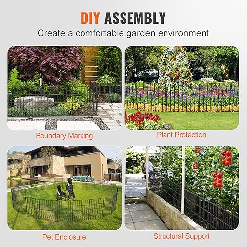 Miniatura 6 de VEVOR Paquete de 10 vallas de barrera de animales, cerca sin excavación de 17 pulgadas de alto x 21 pies de largo, cercado de jardín decorativo