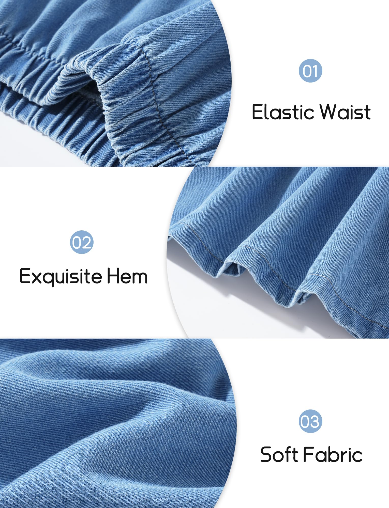 Gonna in denim elastica a vita alta con pieghe a balze a balze lunga swing maxi gonna di jeans vintage per bambini