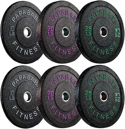 Miniatura 24 de Papababe Placas de peso, juego de placas de pesas de 2 pulgadas, placas de peso de goma protectoras para el suelo, placas de parachoques de 10 a 600