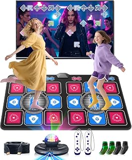 ULOVINGST Dance Mat for Kids & Adults: 2-Player Wireless Electronic Dance Pad HDMI TV Connect, 150+ Songs 72 Games Party Fitness Fun Ages 6+