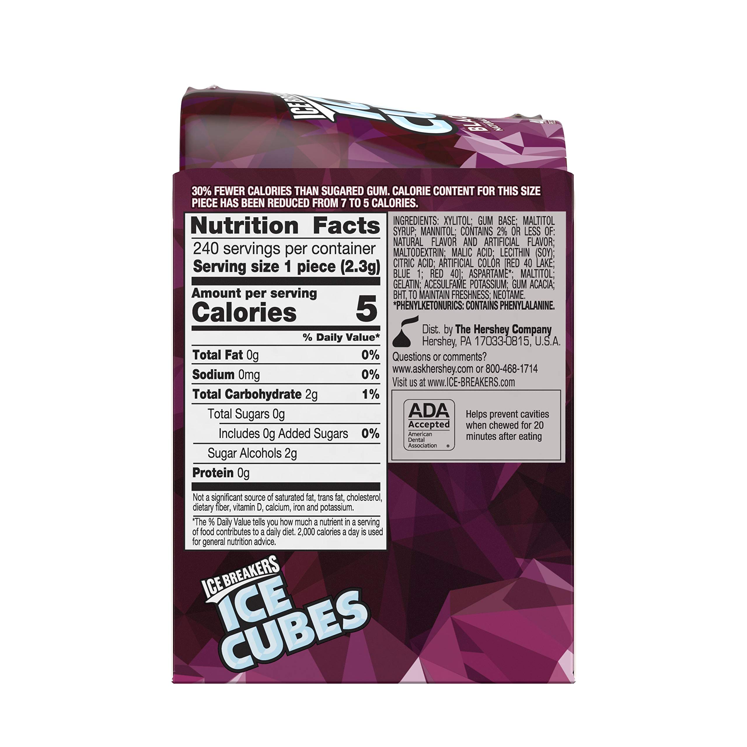 ICE BREAKERS ICE CUBES Black Cherry Flavored Sugar Free Chewing Gum