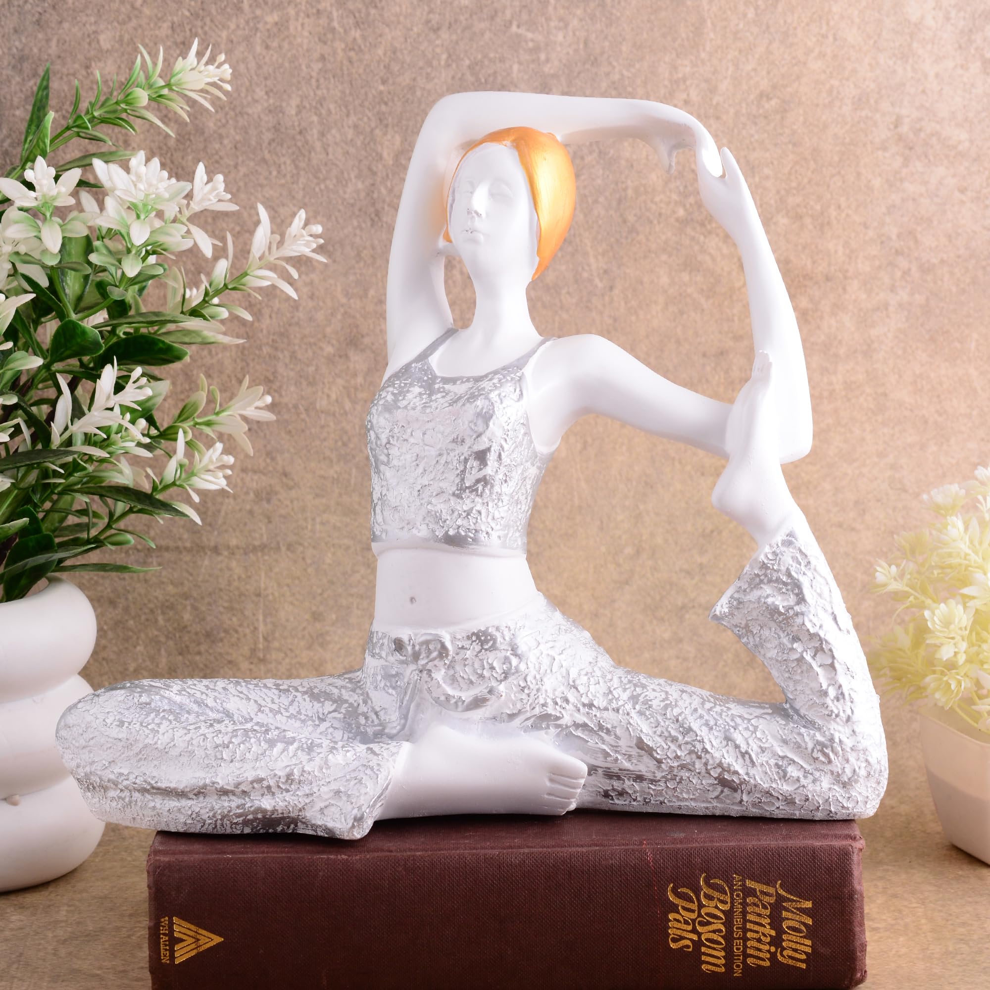 zart Resin Yoga Lady Home & Office Decor Fantasy Showpiece (Y500),White