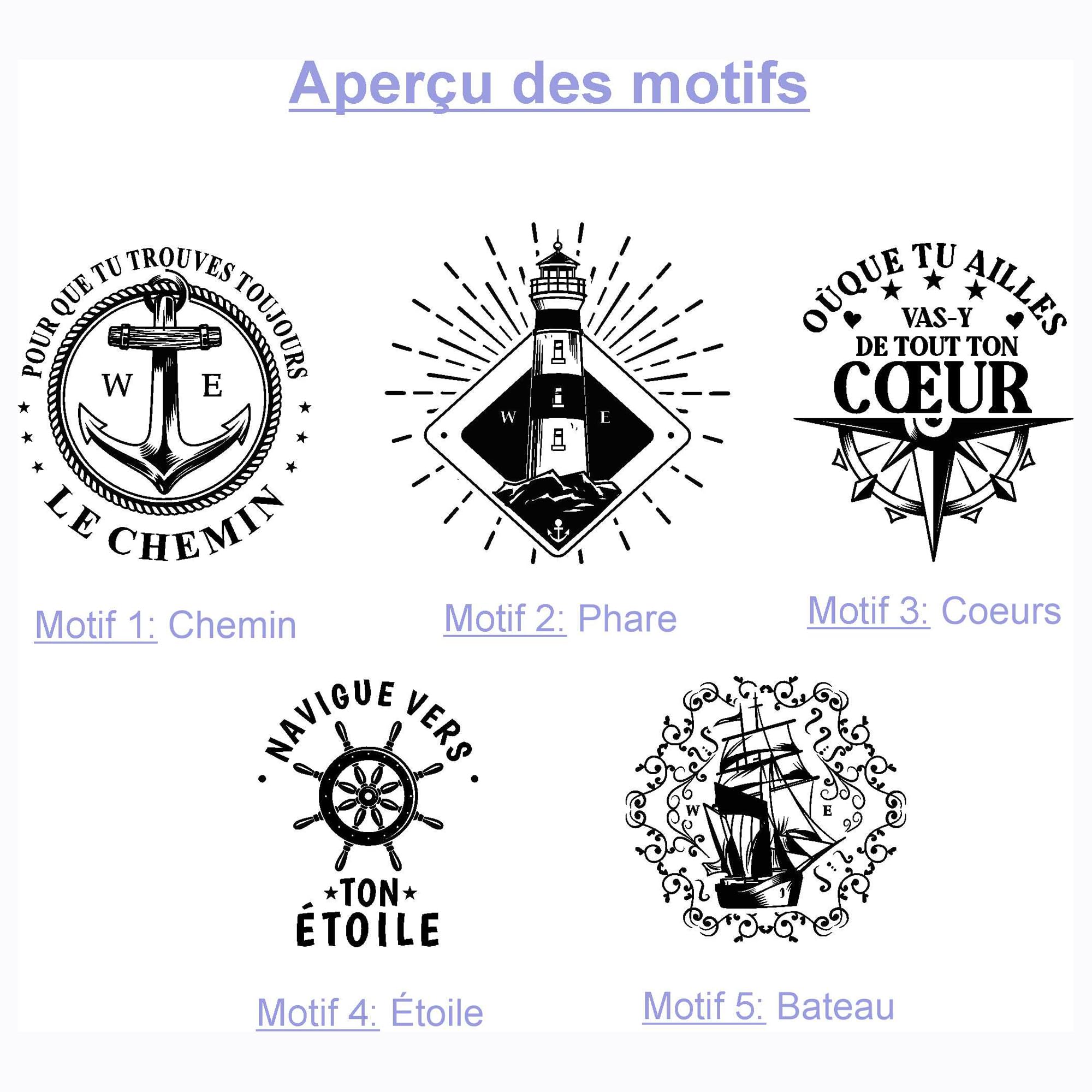 Boussole personnalisée avec gravure au choix Motif maritime et texte au choix Nom Divers designs en laiton Étui en cuir Boîte cadeau Idée cadeau
