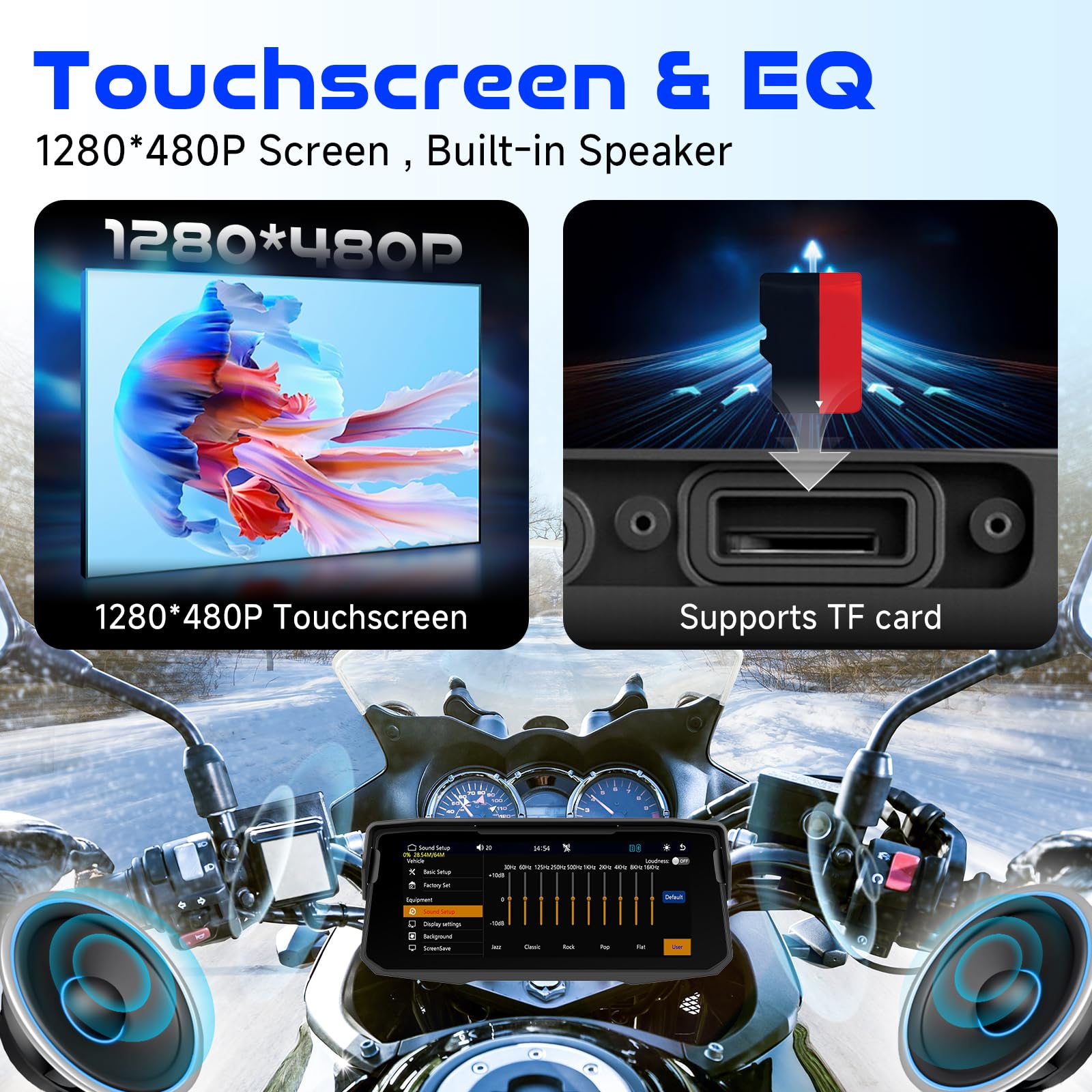 Hodozzy Schermo Carplay per moto con Bluetooth, Wireless Android Auto Touchscreen da 6,86 pollici Carplay Stereo per Moto, Supporto Impermeabile Dual BT TF EQ, Controllo Vocale, Navigazione GPS