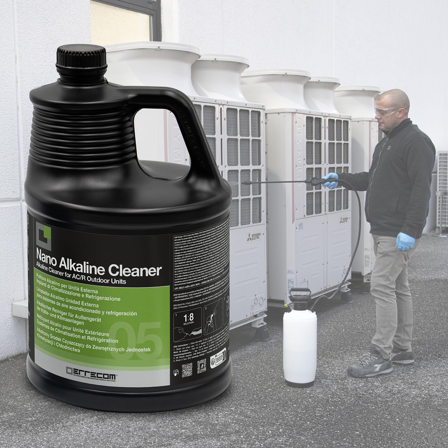 Errecom Nano Alkaline Cleaner, Limpiador Alcalino Unidad Externa para sistemas de aire acondicionado y refrigeración, Fórmula Concentrada 10 L (2 x 5 L)