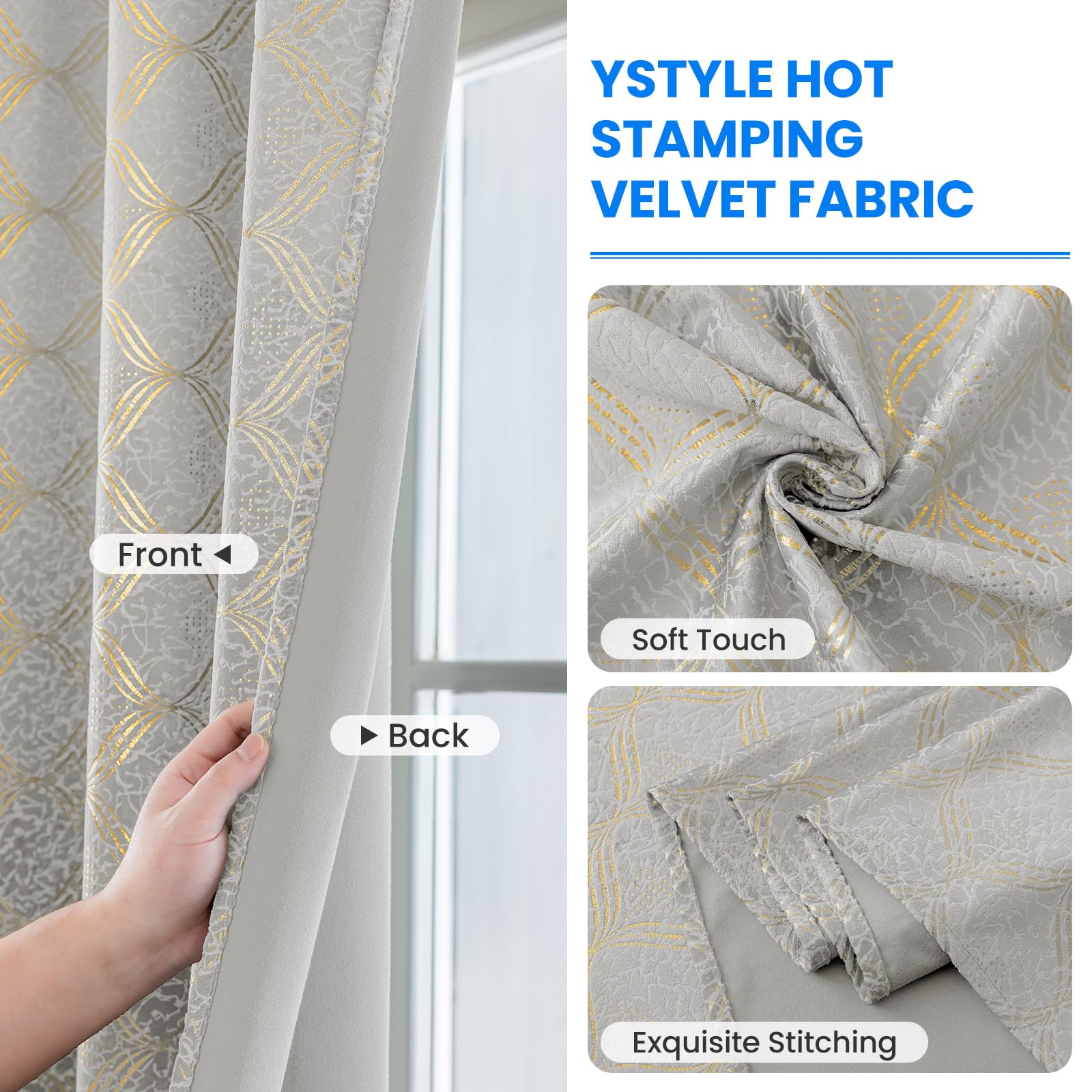 Ystyle Rideau Occultant Velours Lot De 2, 140x280cm, Rideaux Salon Rideau Thermique Isolant Anti Chaud Intérieurs, Rideau Phonique Anti Bruit, Moderne Chambre Maison Dressing, Beige