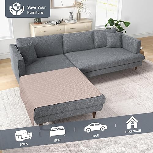 Miniatura 4 de TAOCOCO Funda de diván 100% impermeable, reversible, funda de asiento para mascotas, para sofá modular en forma de U, otomanos, sofá, protector de