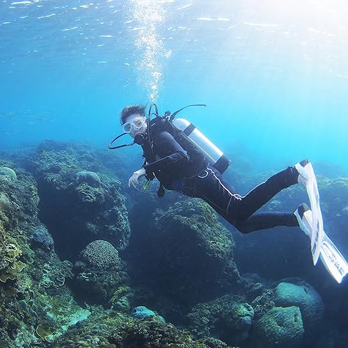 Miniatura 5 de AquaFlex - Máscara de buceo, vidrio templado antivaho, vista panorámica, falda de silicona antifugas, buceo, esnórquel, apnea, equipo de pesca